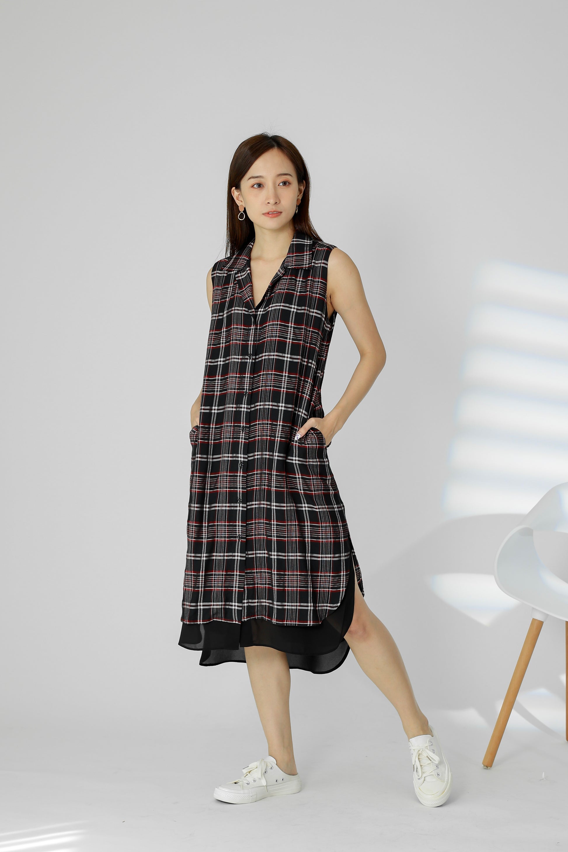 Janette Tartan Shirt Dress - Red