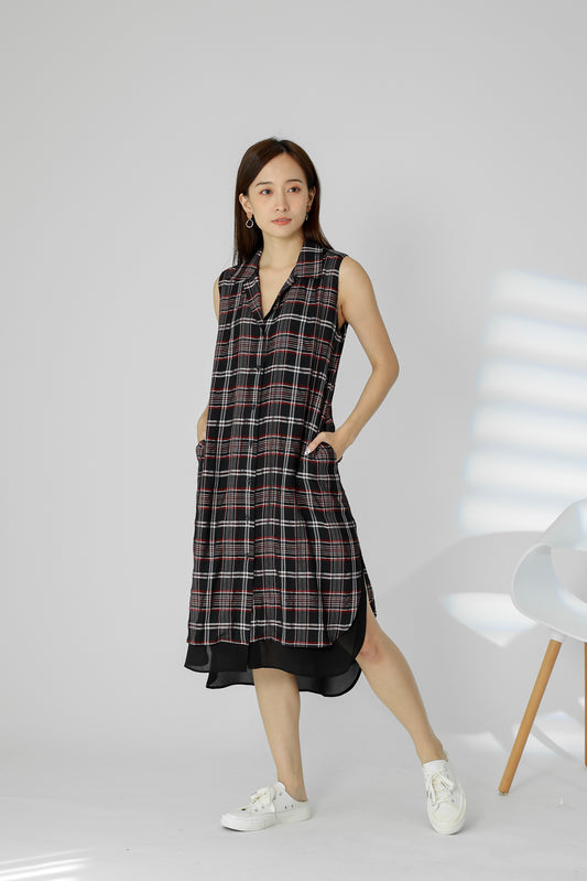 Janette Tartan Shirt Dress - Red