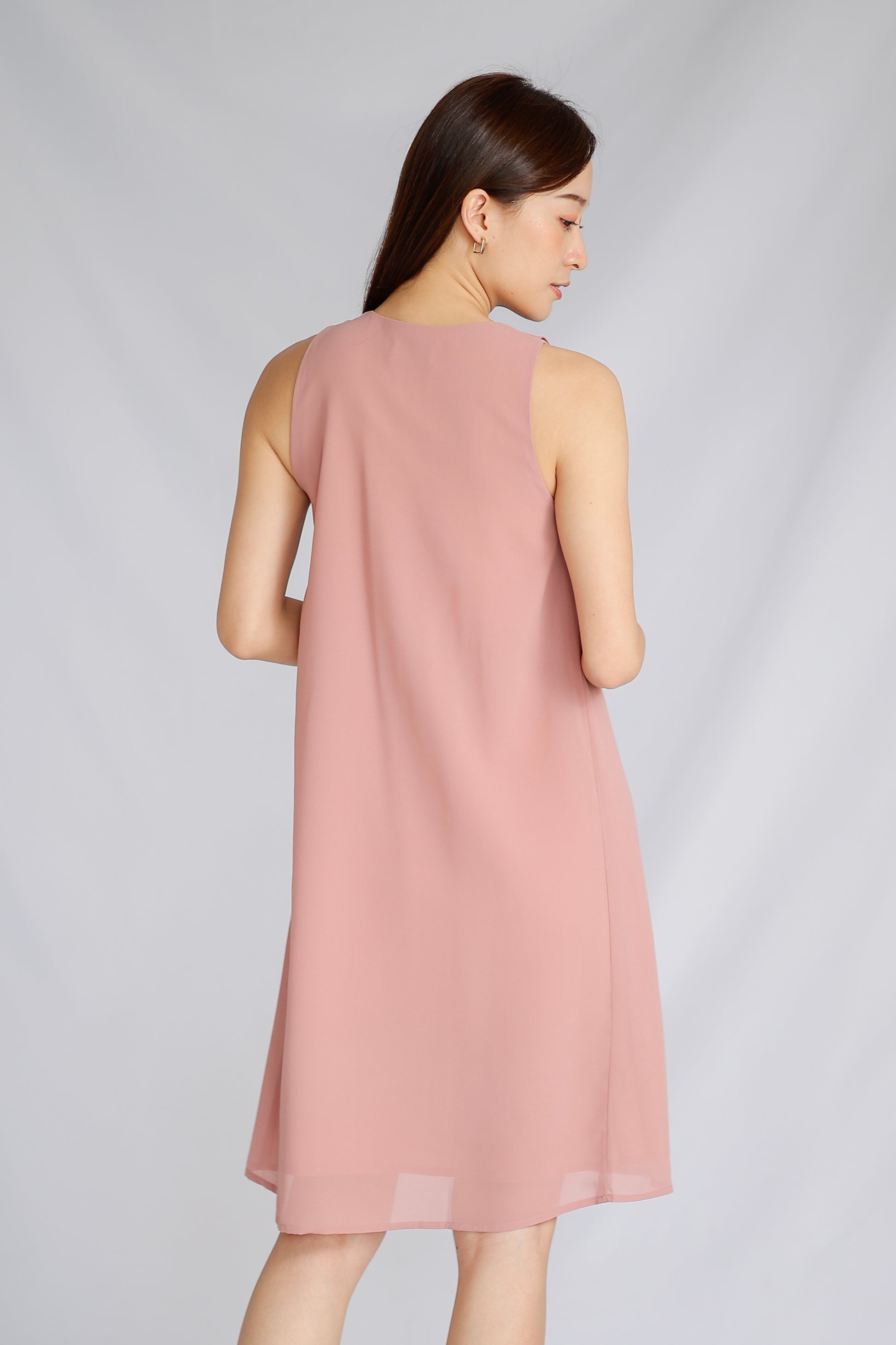 Jazlyn Slant Ruffles Dress - Pink