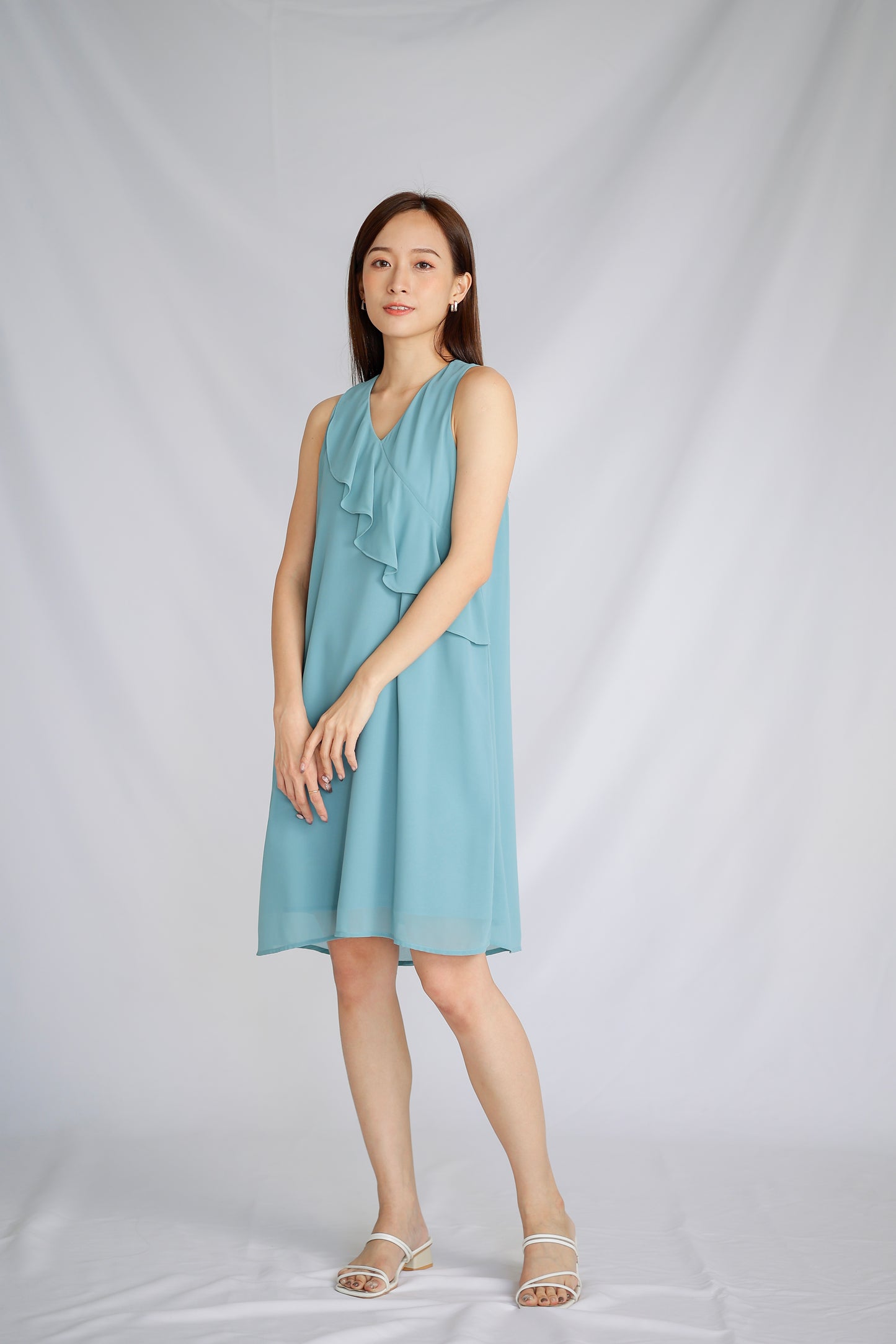 Jazlyn Slant Ruffles Dress - Sapphire