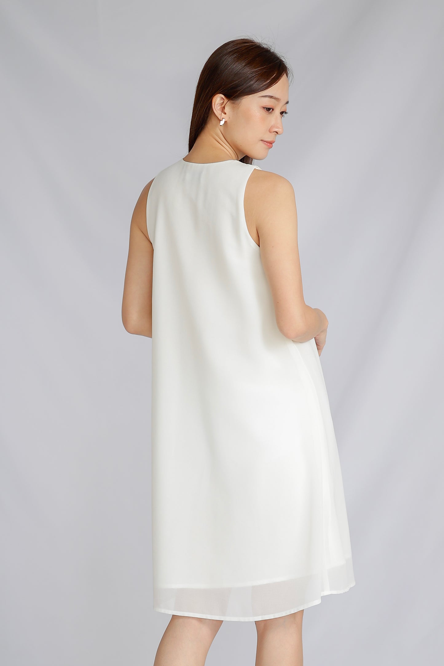 Jazlyn Slant Ruffles Dress - Ivory