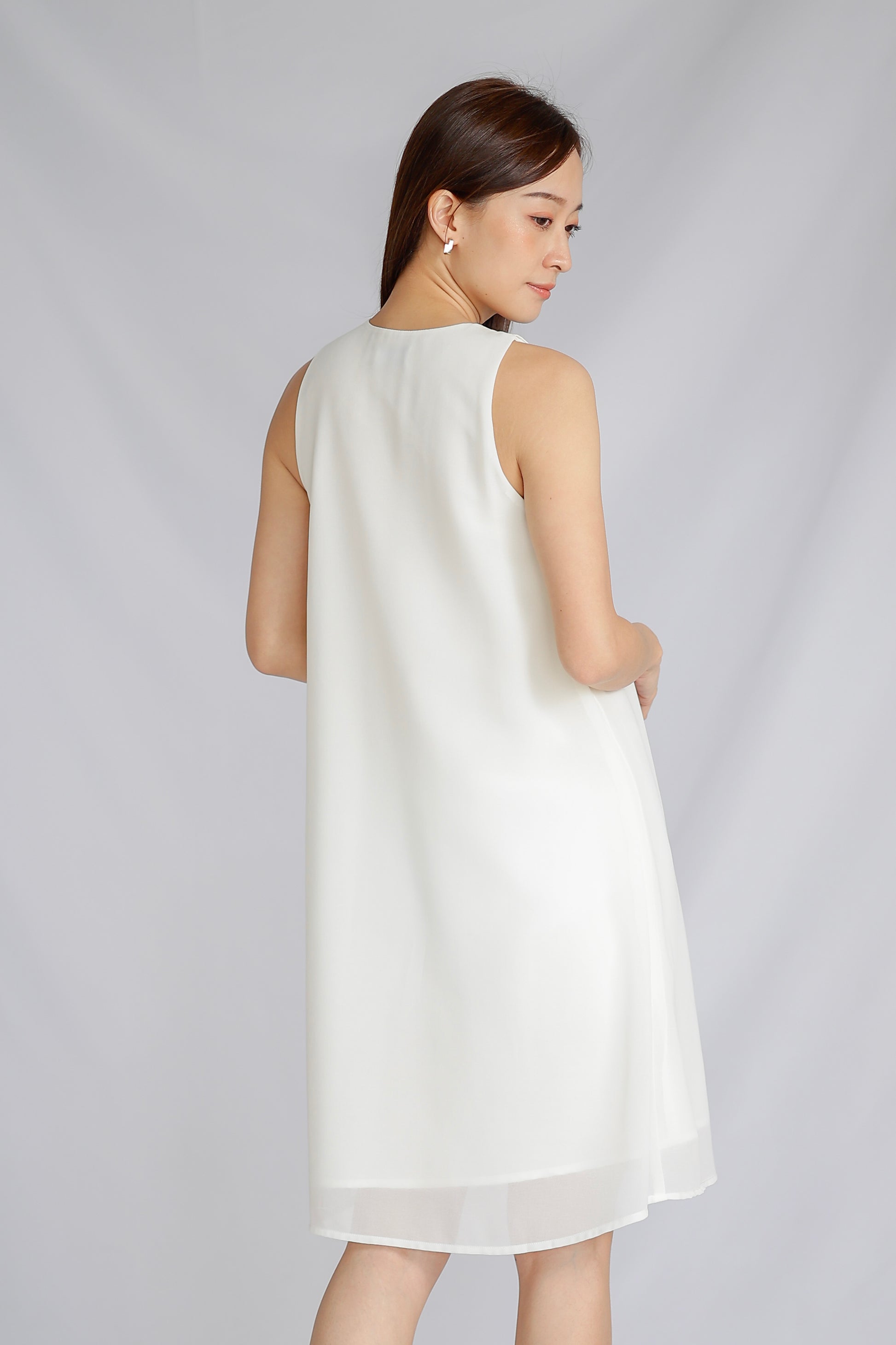 Jazlyn Slant Ruffles Dress - Ivory