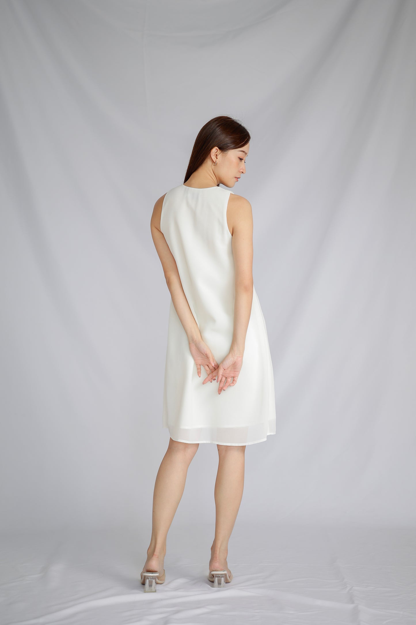 Jazlyn Slant Ruffles Dress - Ivory
