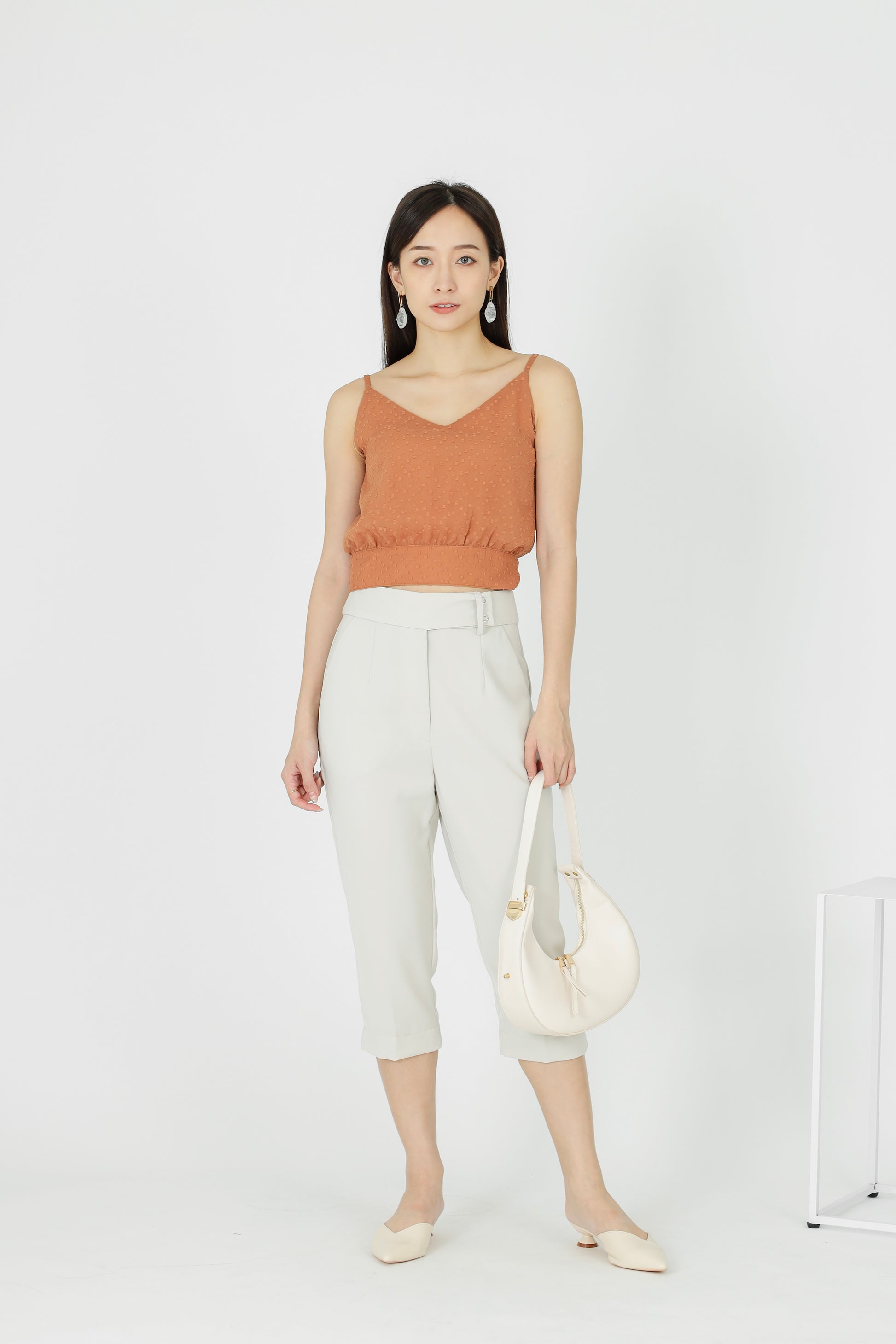Junie Camisole Cropped Top - Caramel