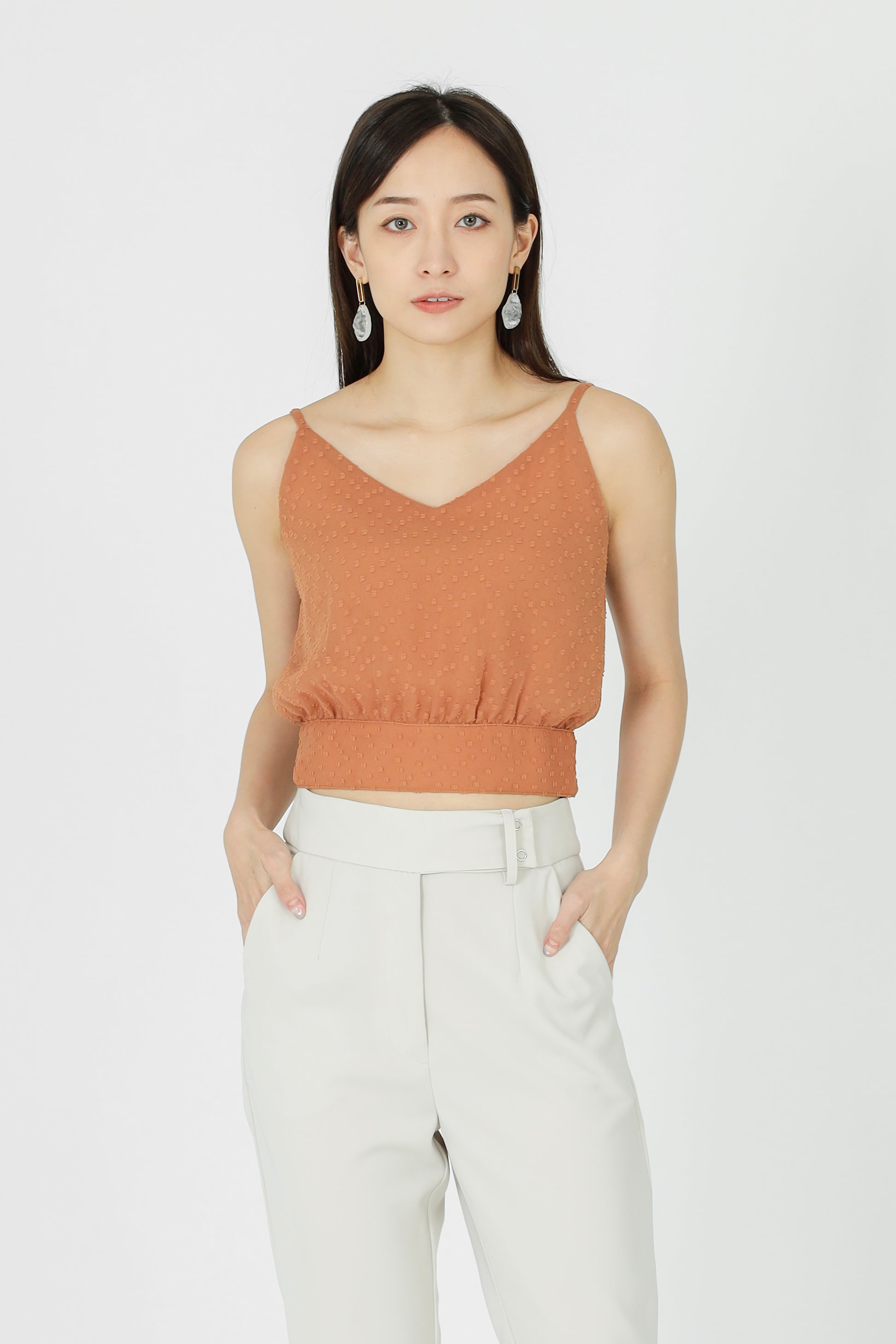 Junie Camisole Cropped Top - Caramel