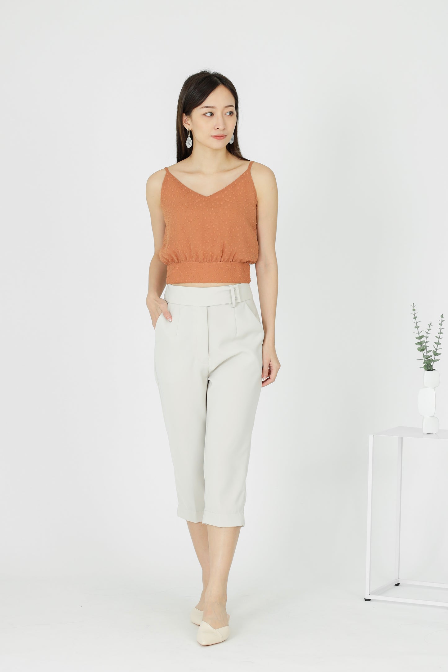 Junie Camisole Cropped Top - Caramel