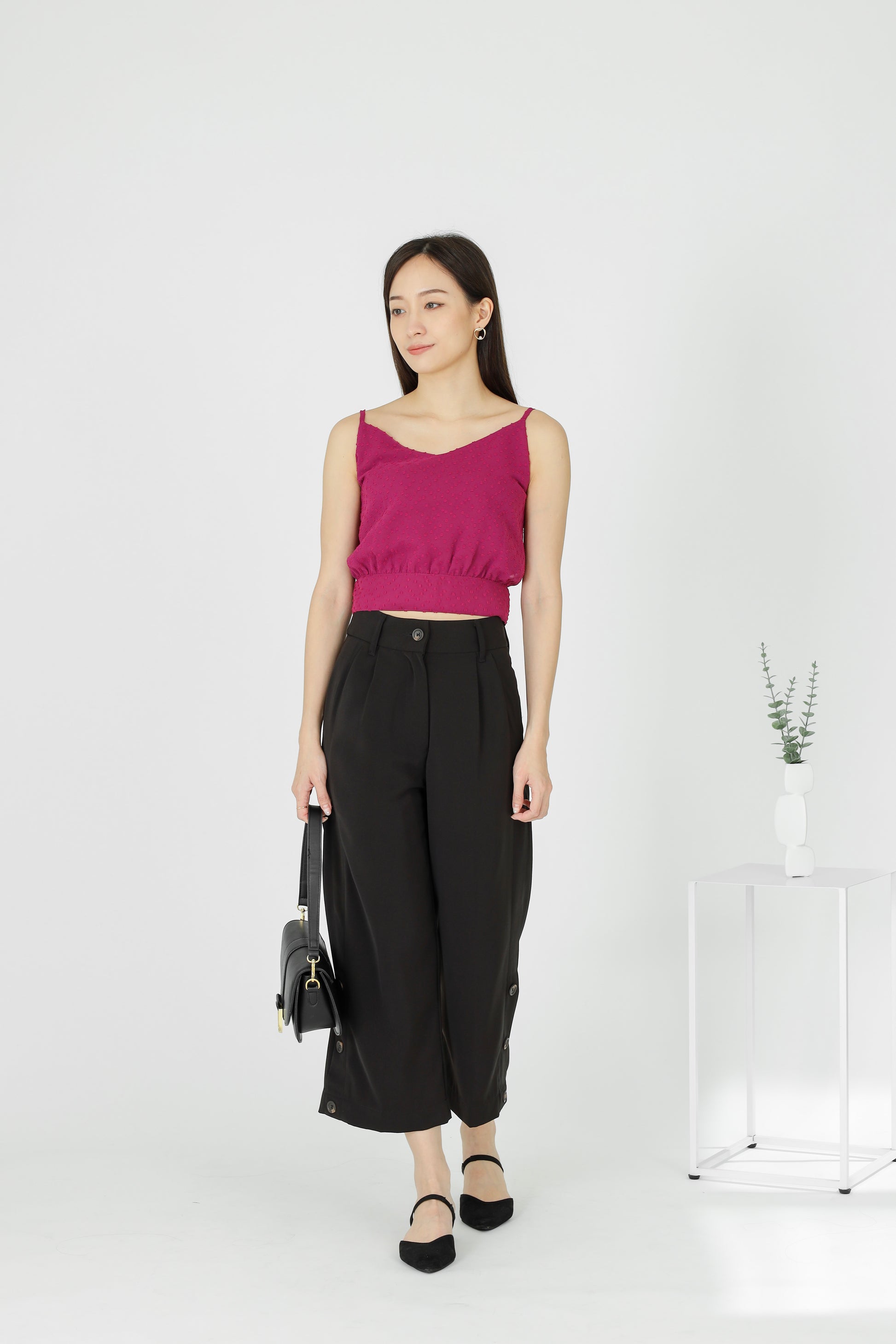 Junie Camisole Cropped Top - Magenta