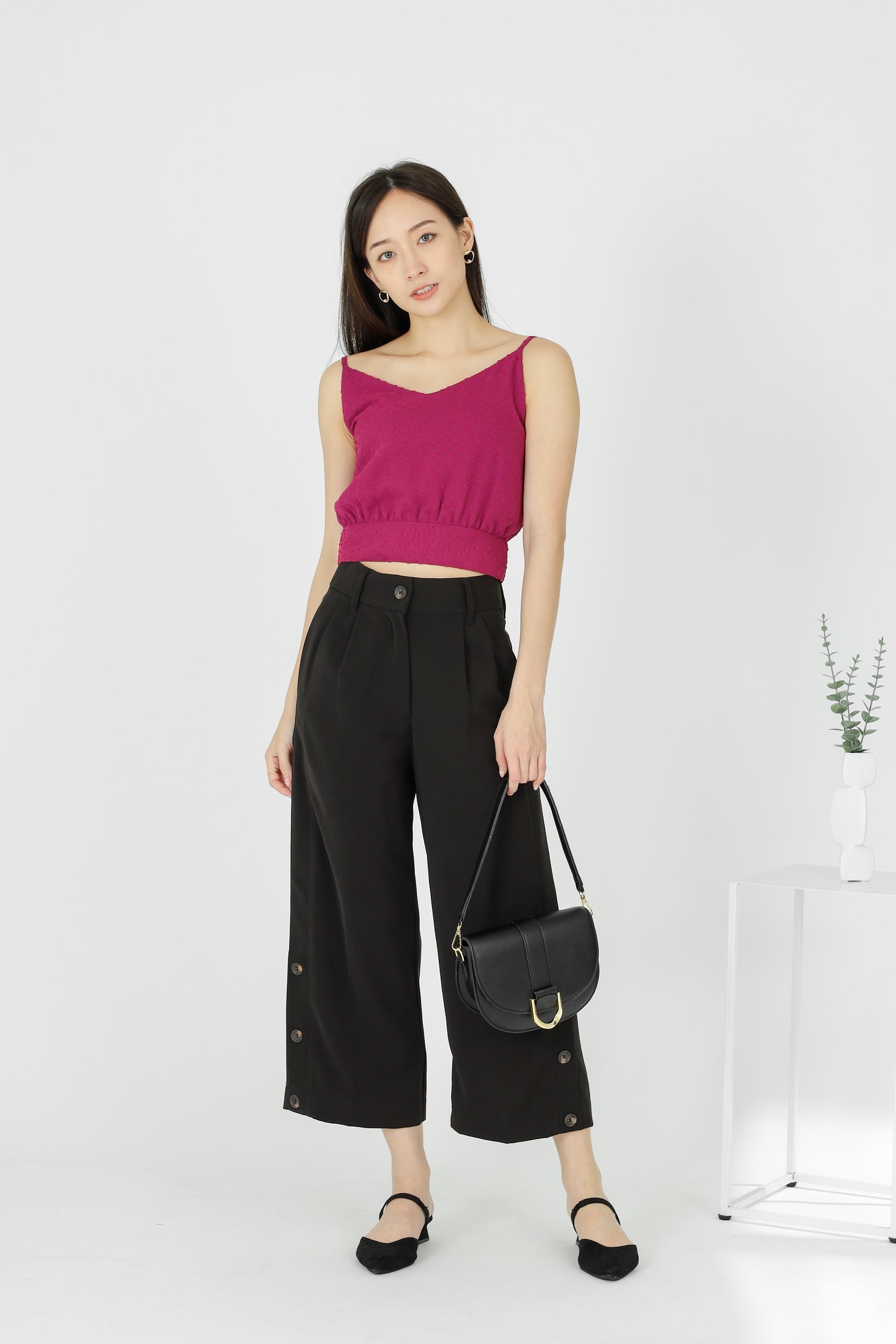 Junie Camisole Cropped Top - Magenta
