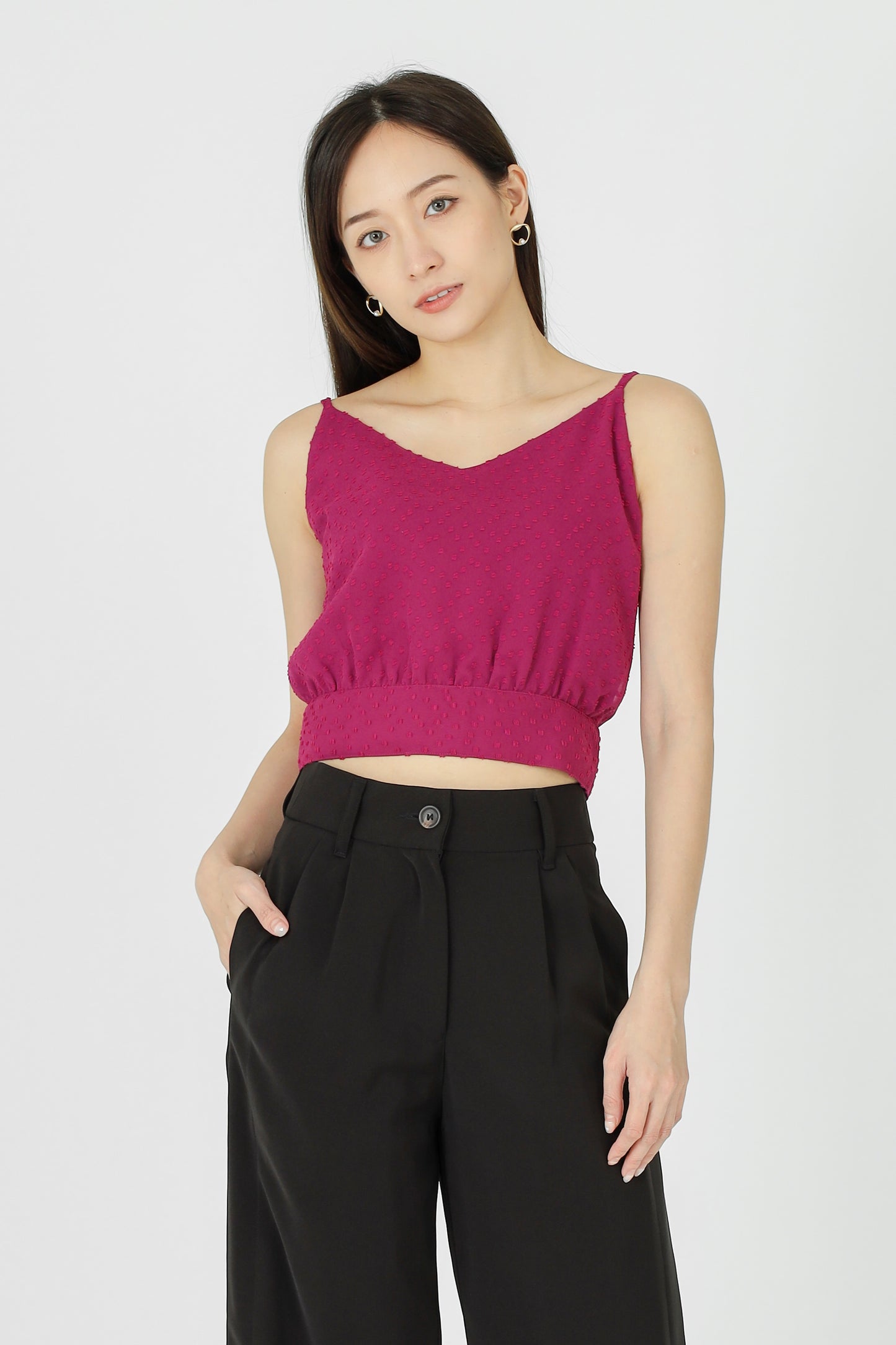 Junie Camisole Cropped Top - Magenta