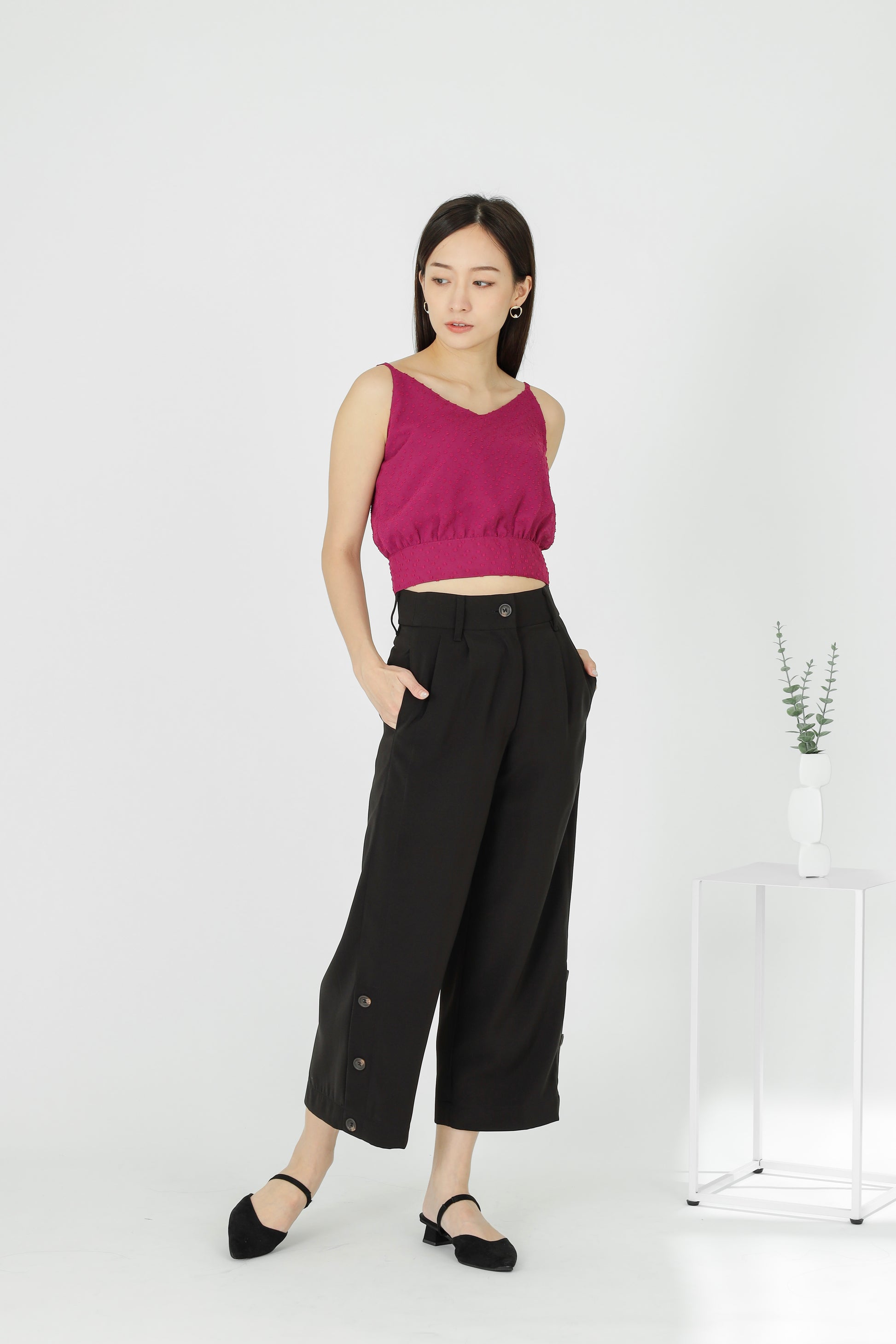 Junie Camisole Cropped Top - Magenta