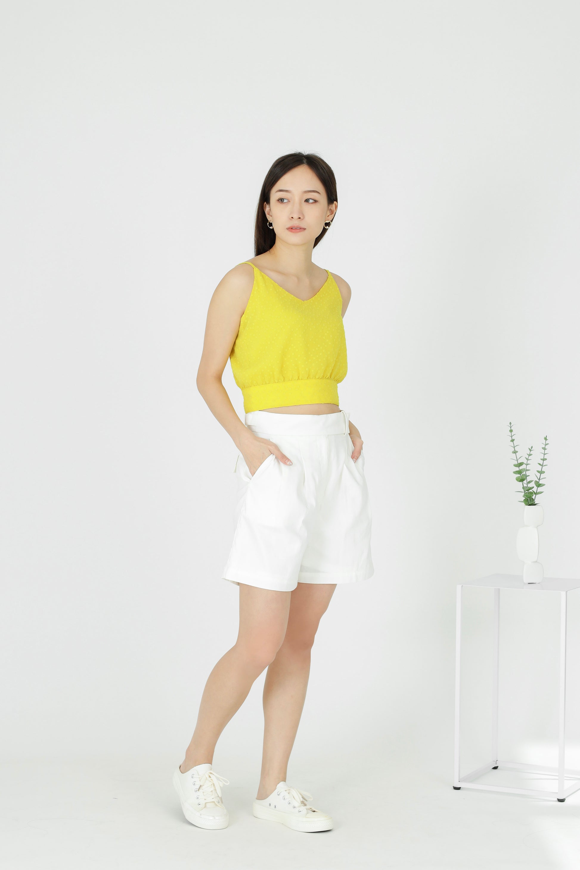 Junie Camisole Cropped Top - Yellow