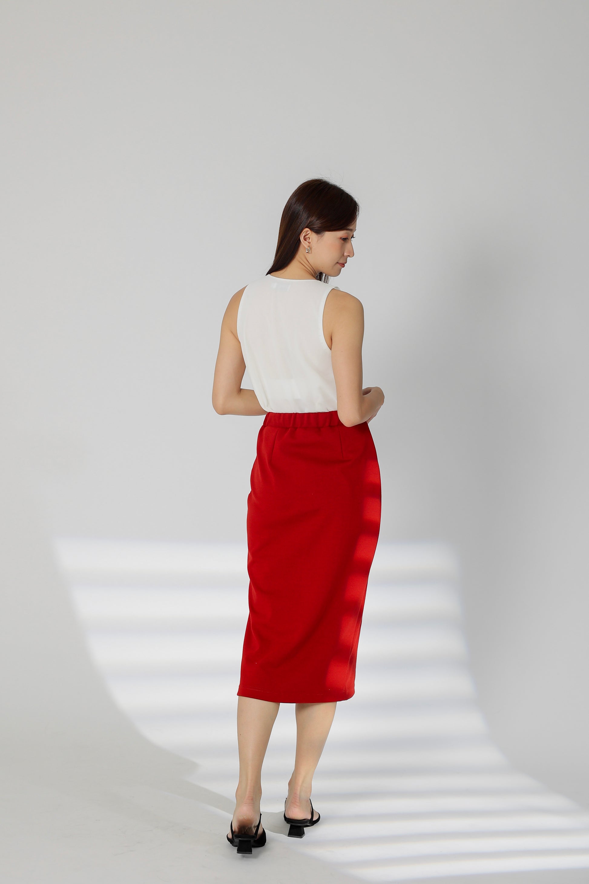 Kaci Split Thigh Skirt - Red