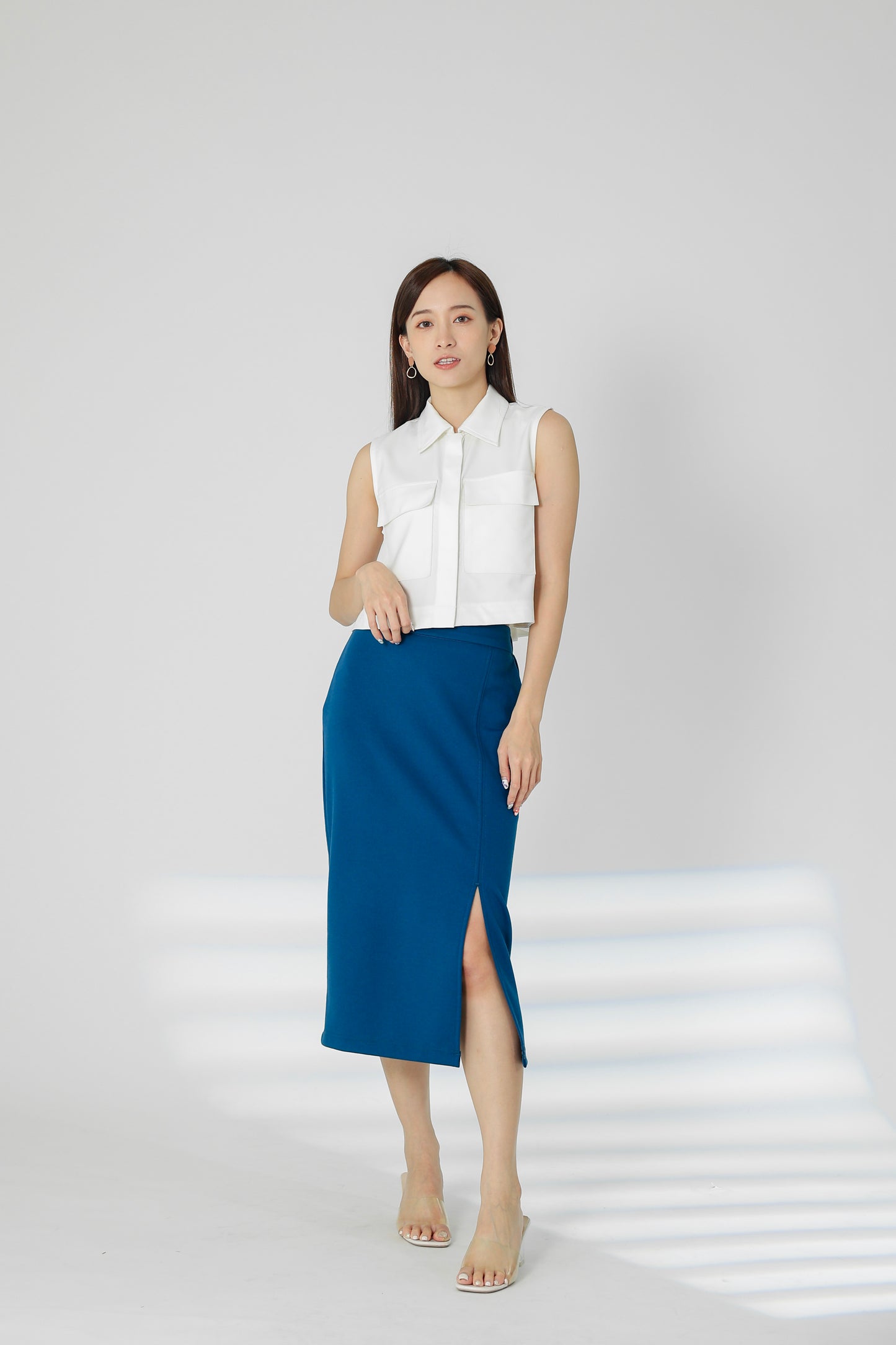 Kaci Split Thigh Skirt - Turquoise