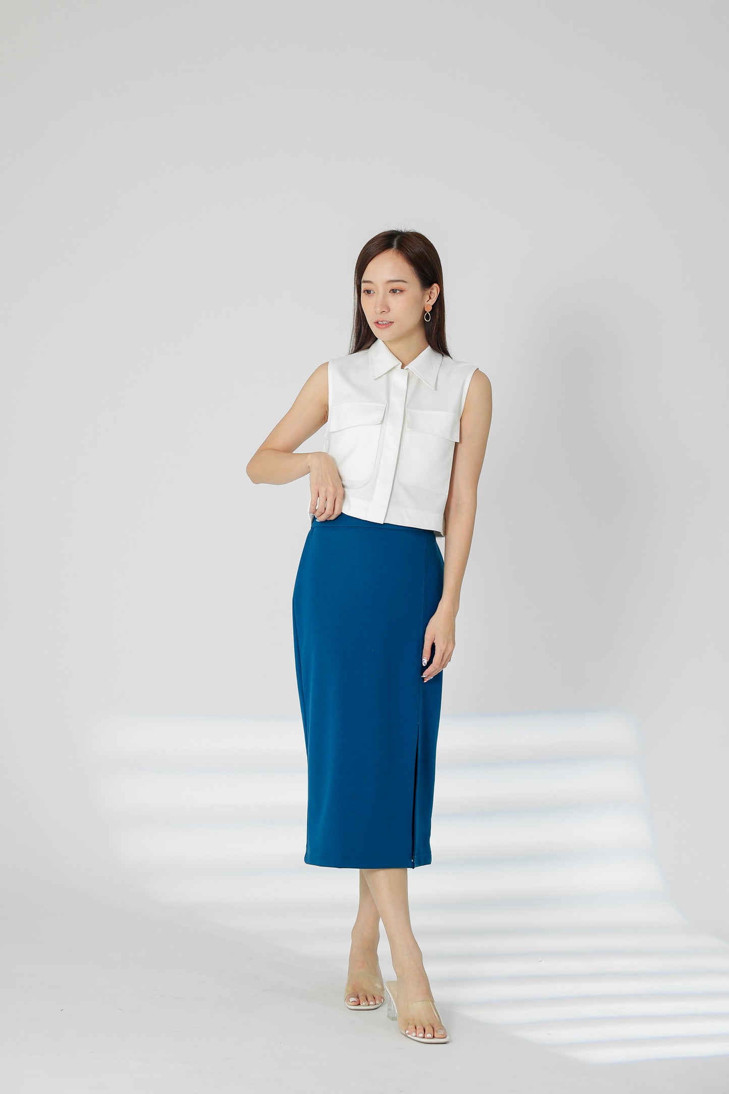 Kaci Split Thigh Skirt - Turquoise