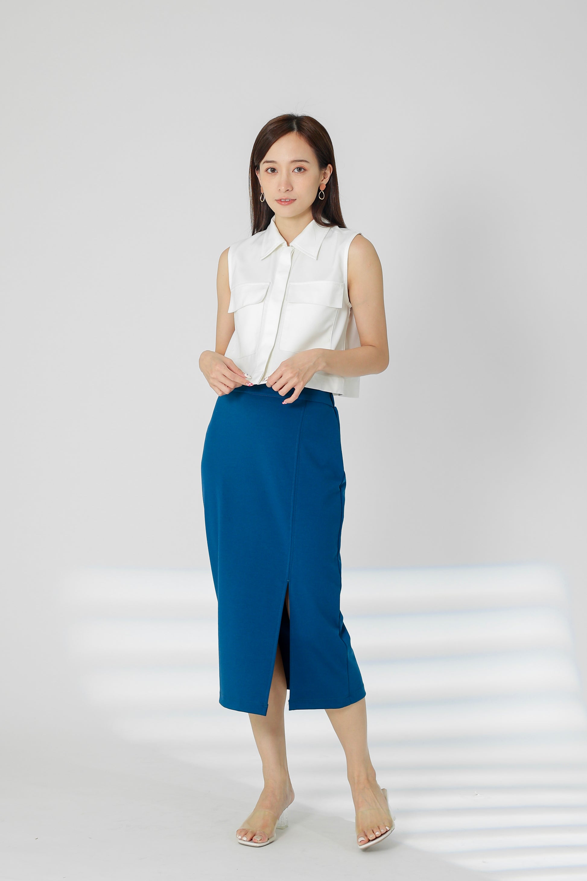 Kaci Split Thigh Skirt - Turquoise