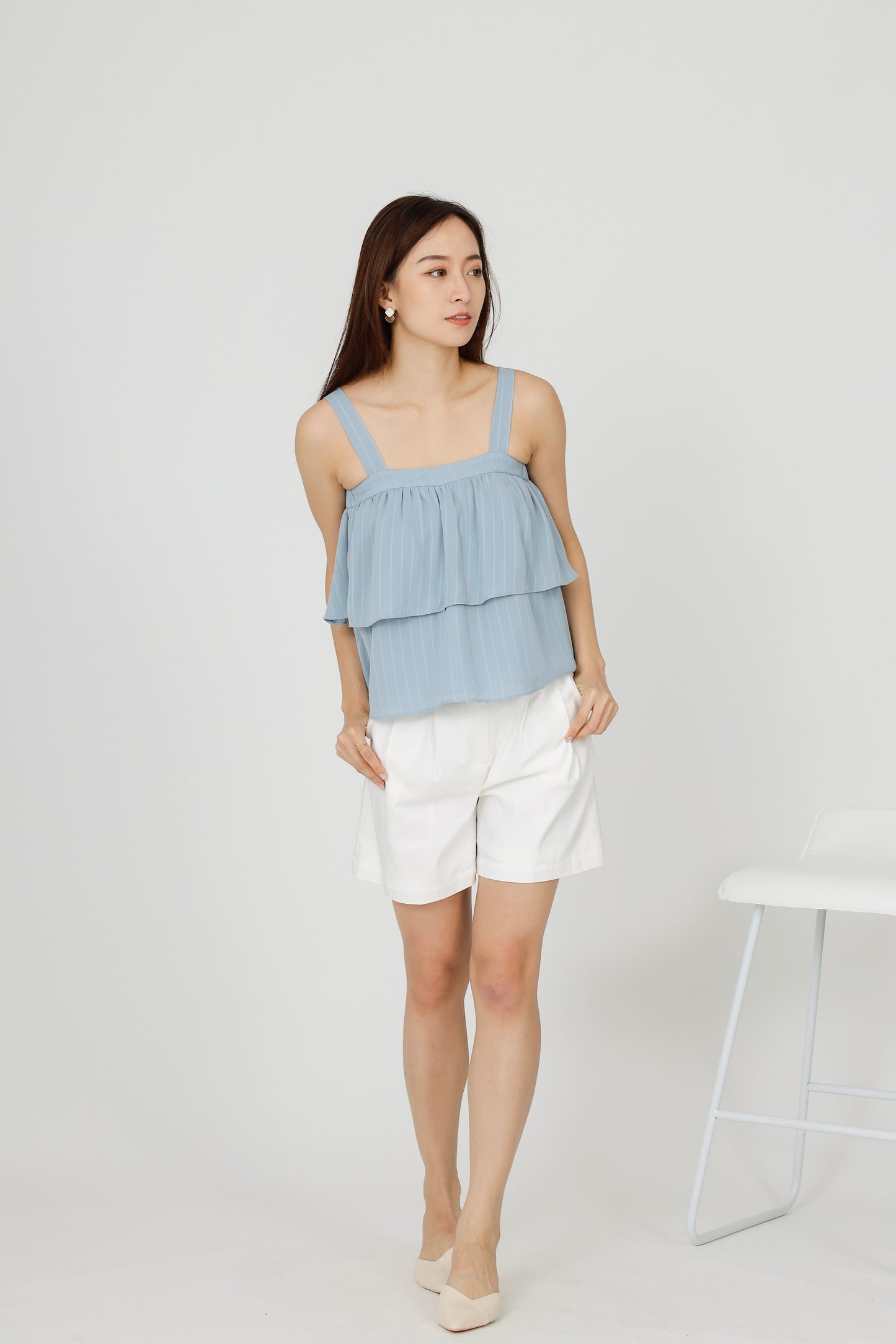 Kalista Ruffles Top - Light Blue