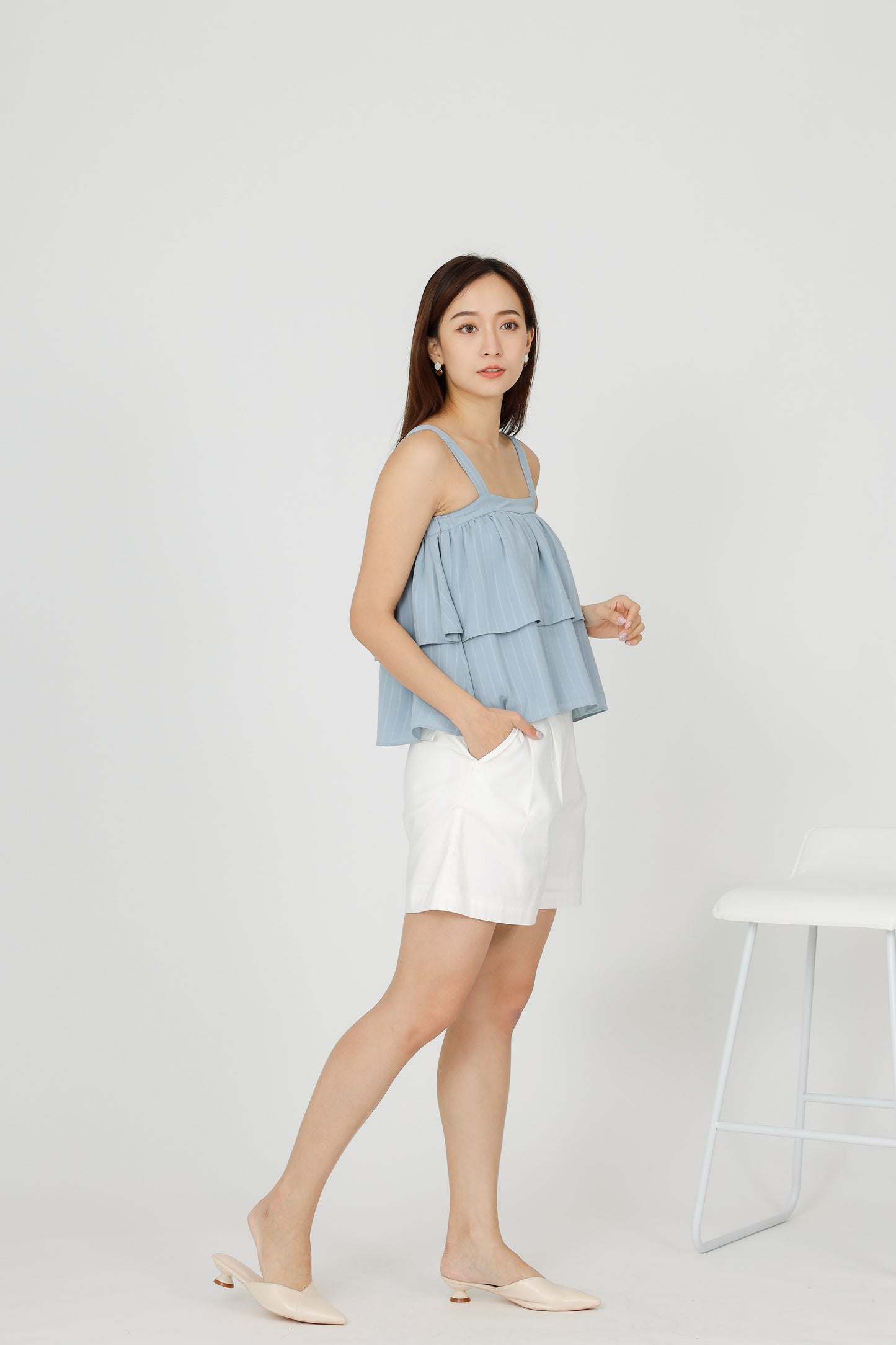 Kalista Ruffles Top - Light Blue