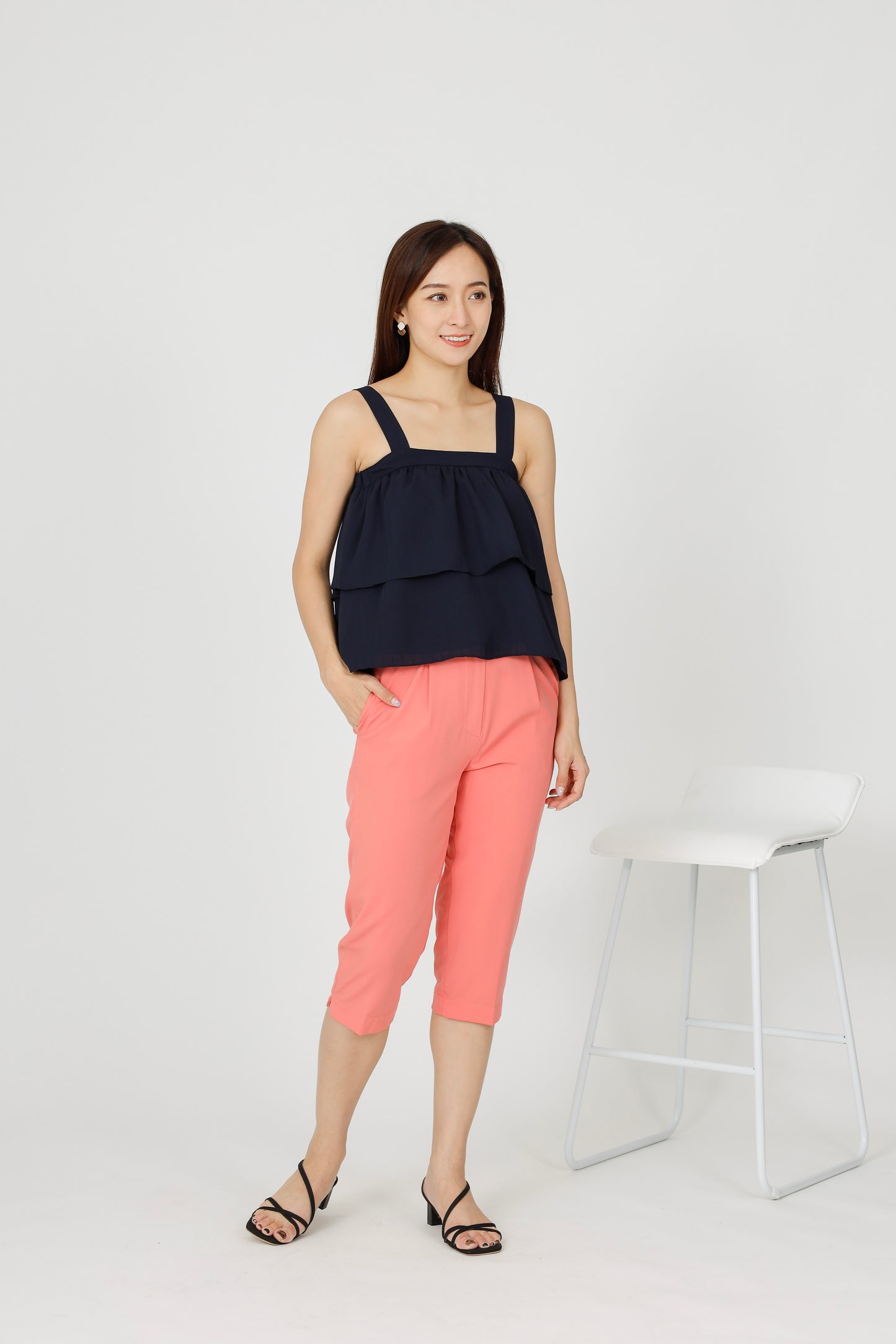 Kalista Ruffles Top - Navy