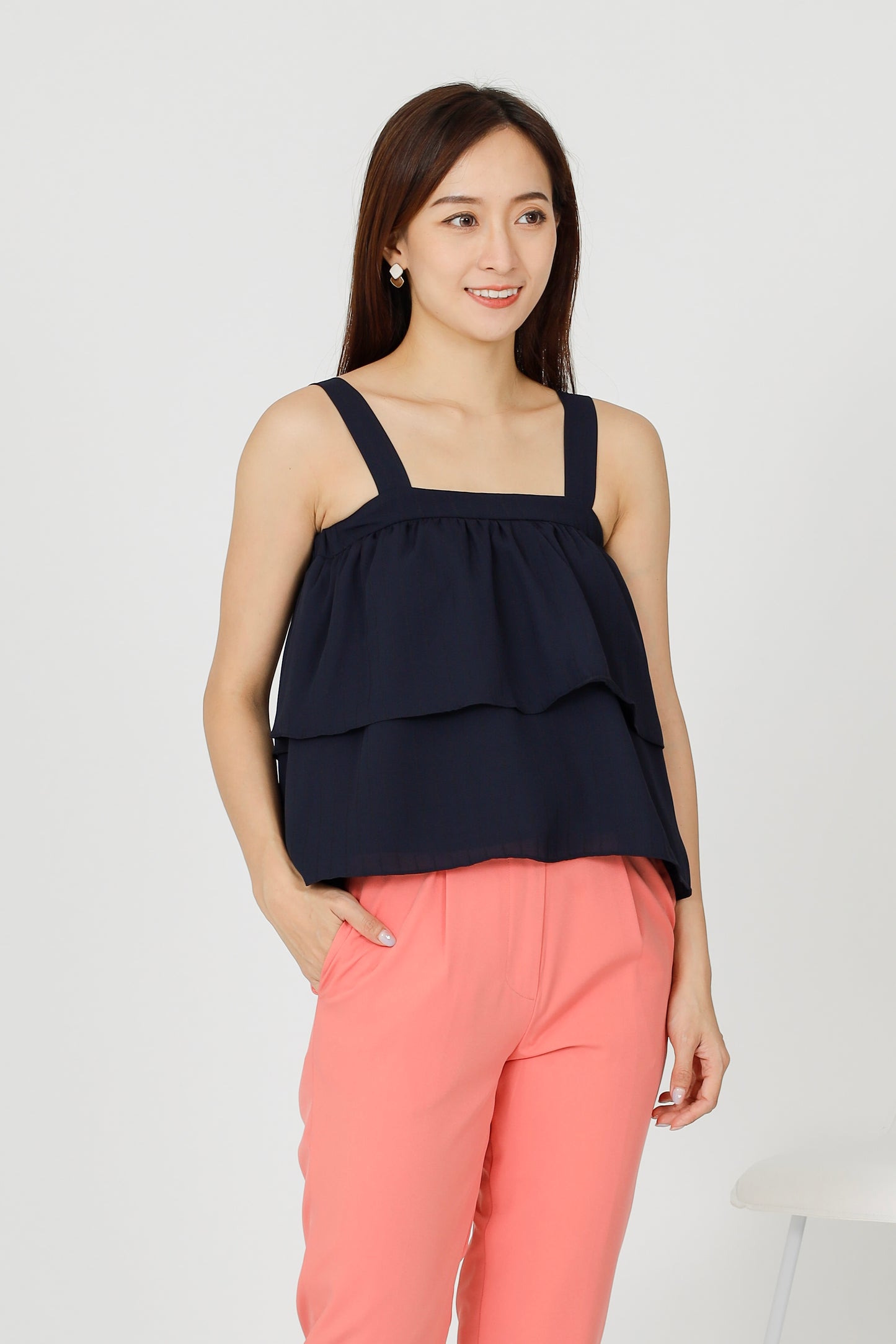 Kalista Ruffles Top - Navy