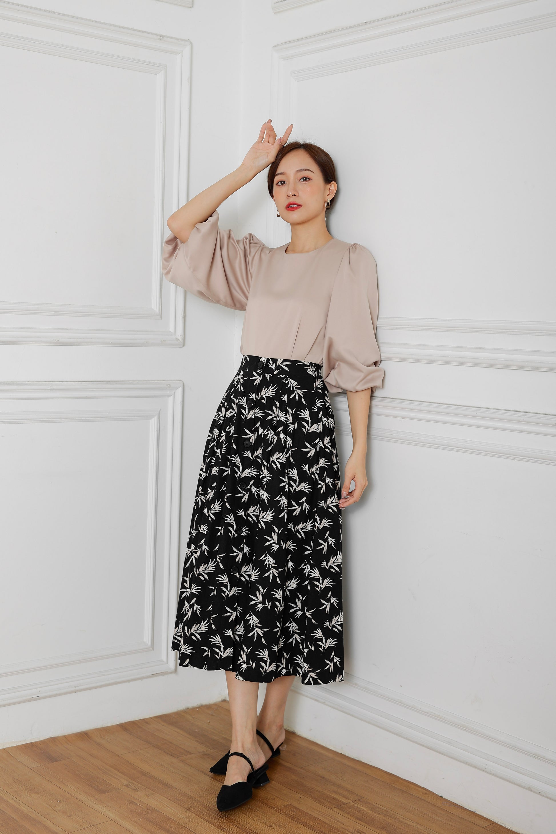 Lavonna Puff Sleeve Blouse - Beige
