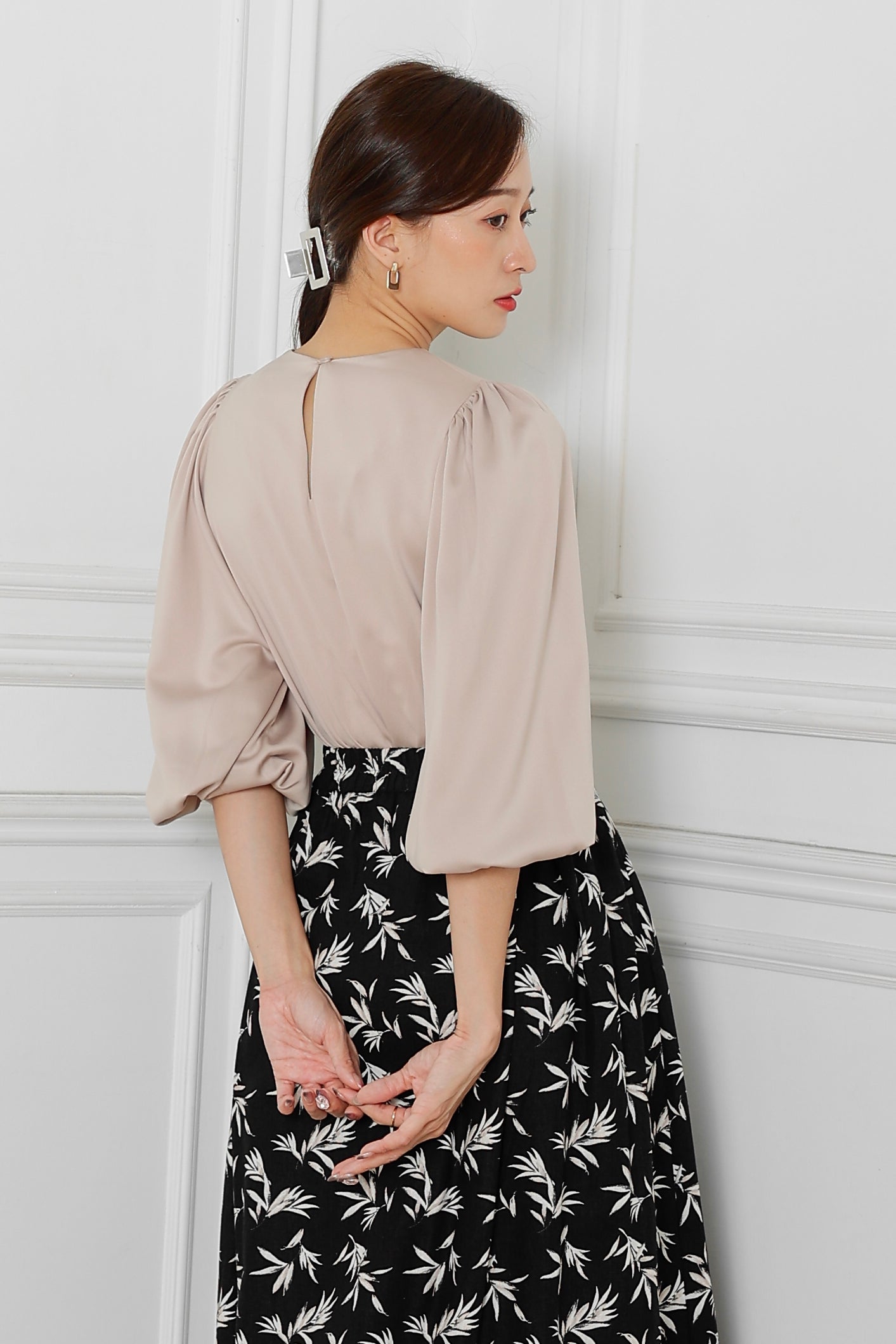 Lavonna Puff Sleeve Blouse - Beige