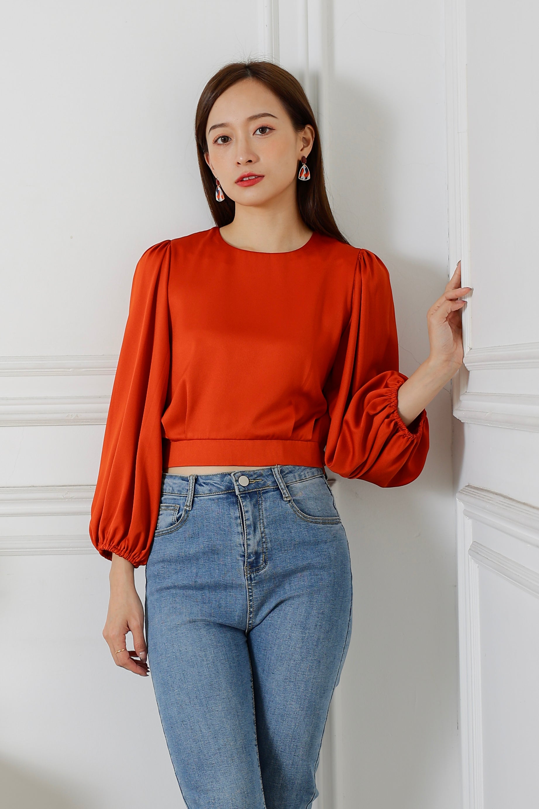 Lavonna Puff Sleeve Blouse - Orange