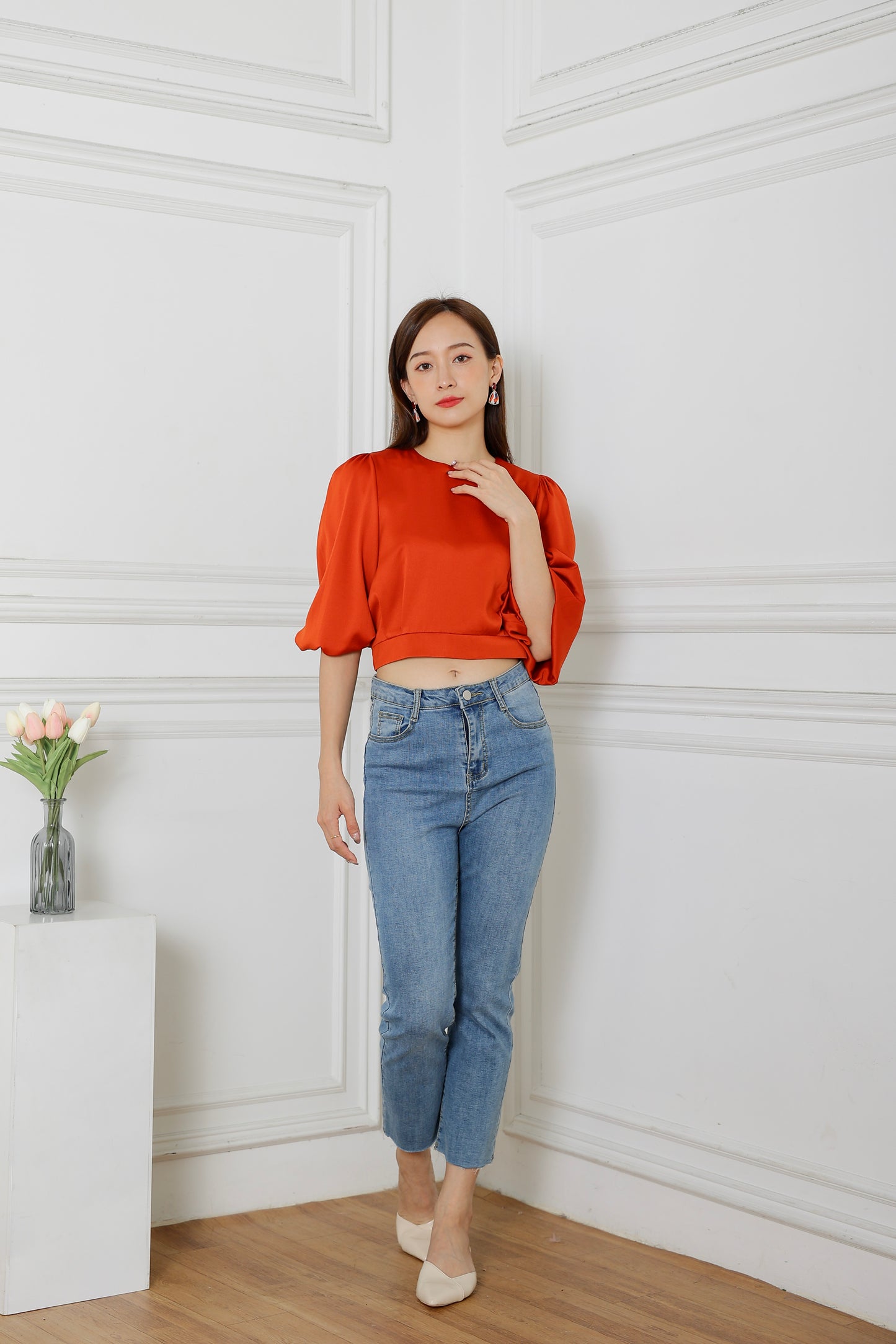Lavonna Puff Sleeve Blouse - Orange