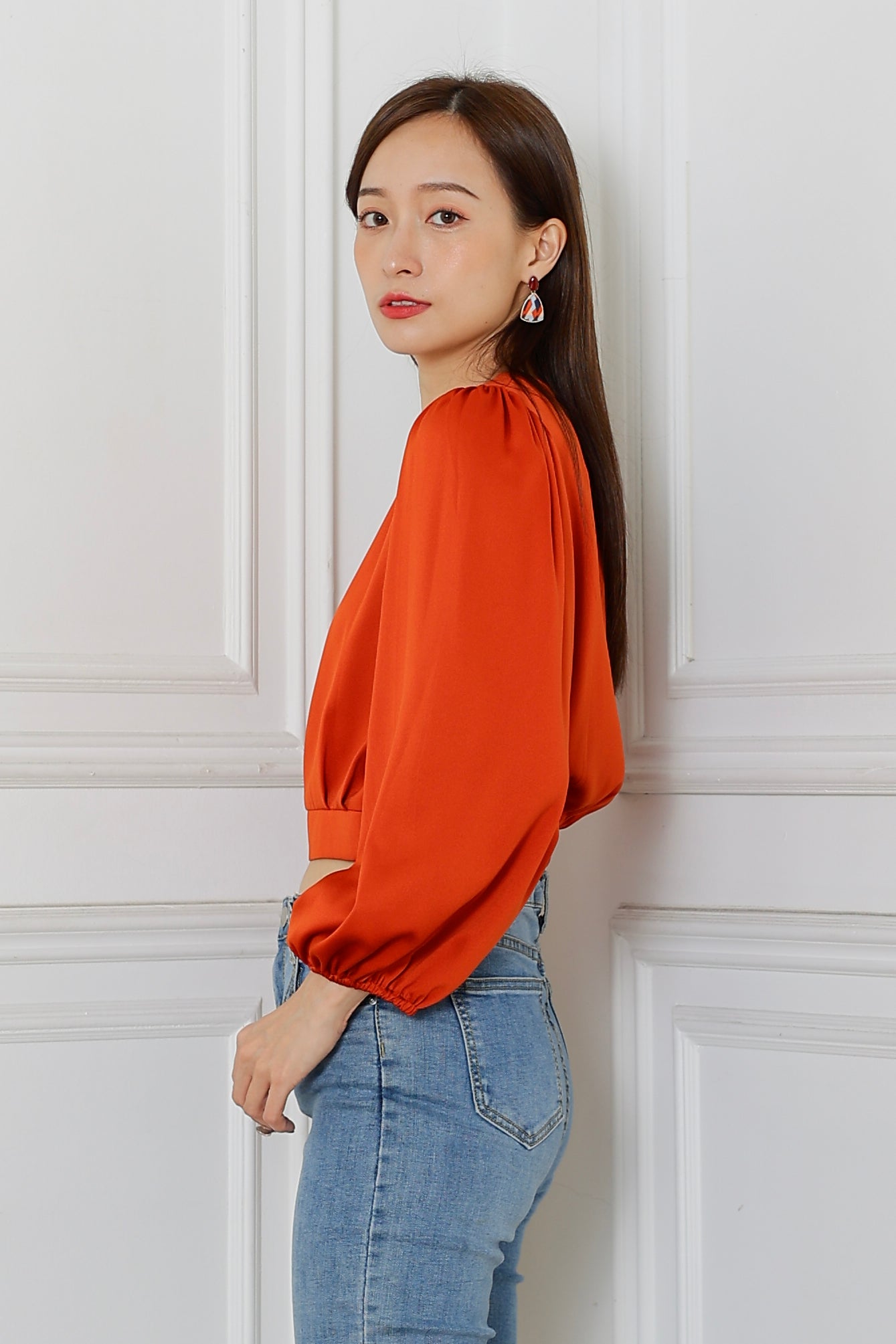 Lavonna Puff Sleeve Blouse - Orange