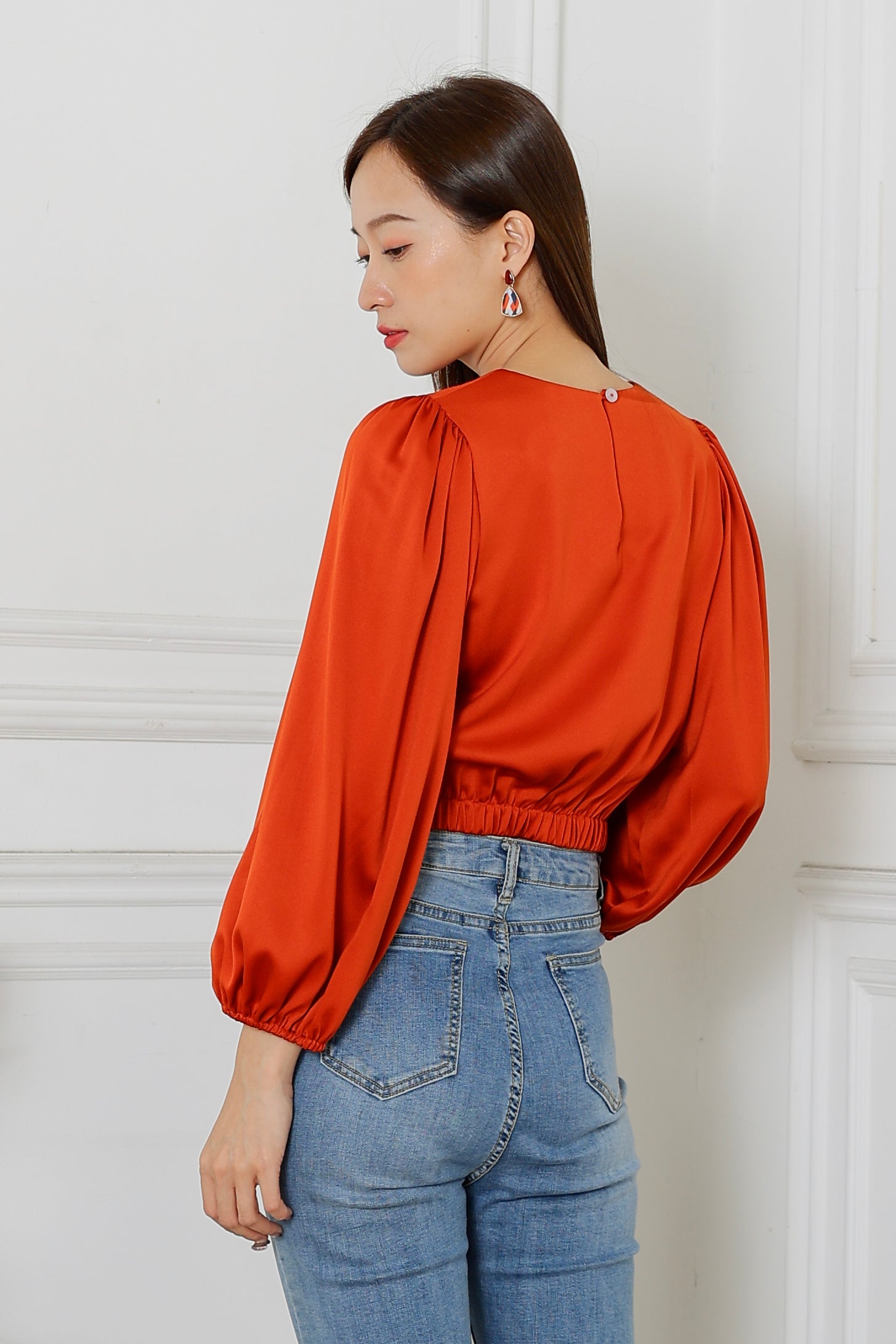 Lavonna Puff Sleeve Blouse - Orange