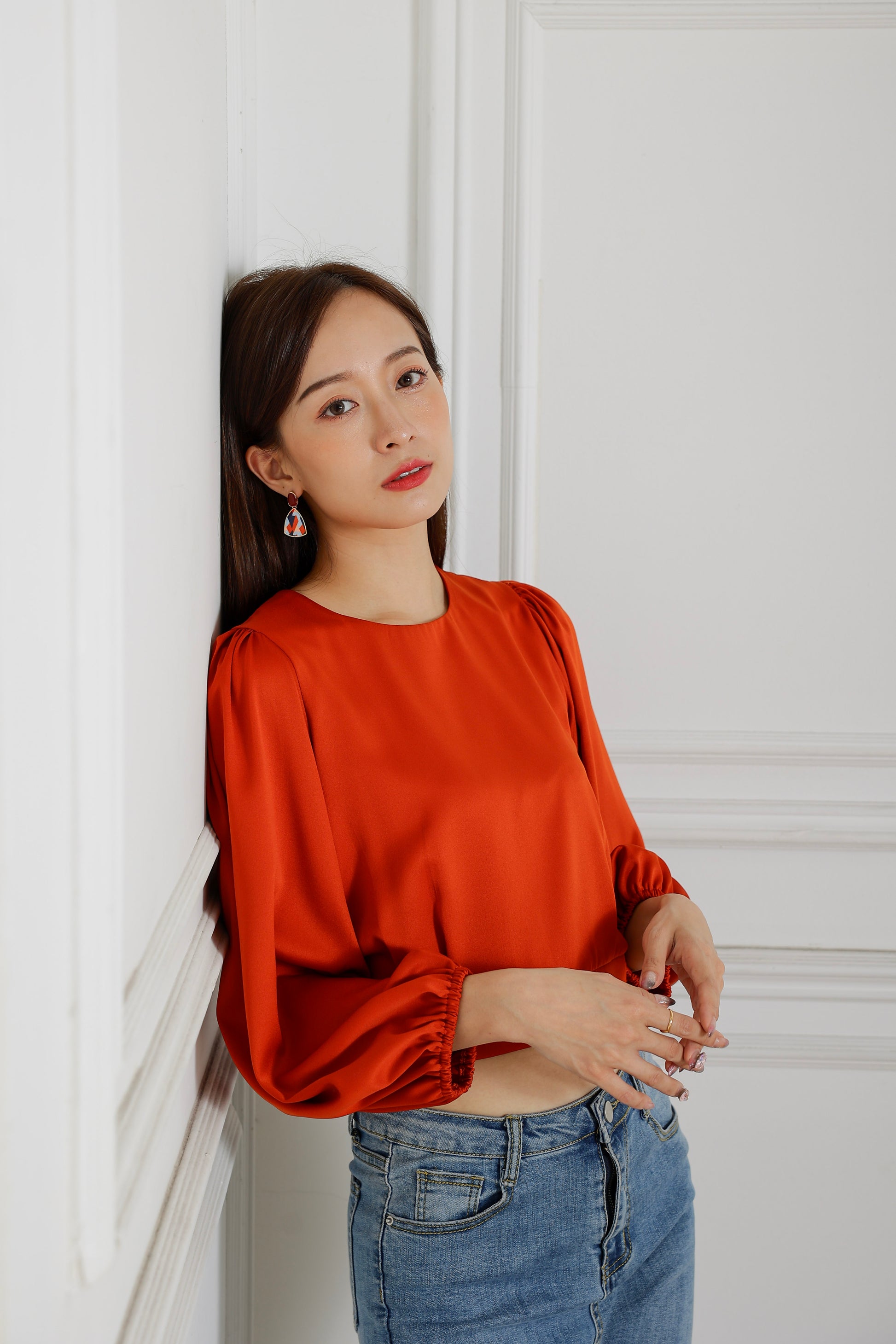 Lavonna Puff Sleeve Blouse - Orange