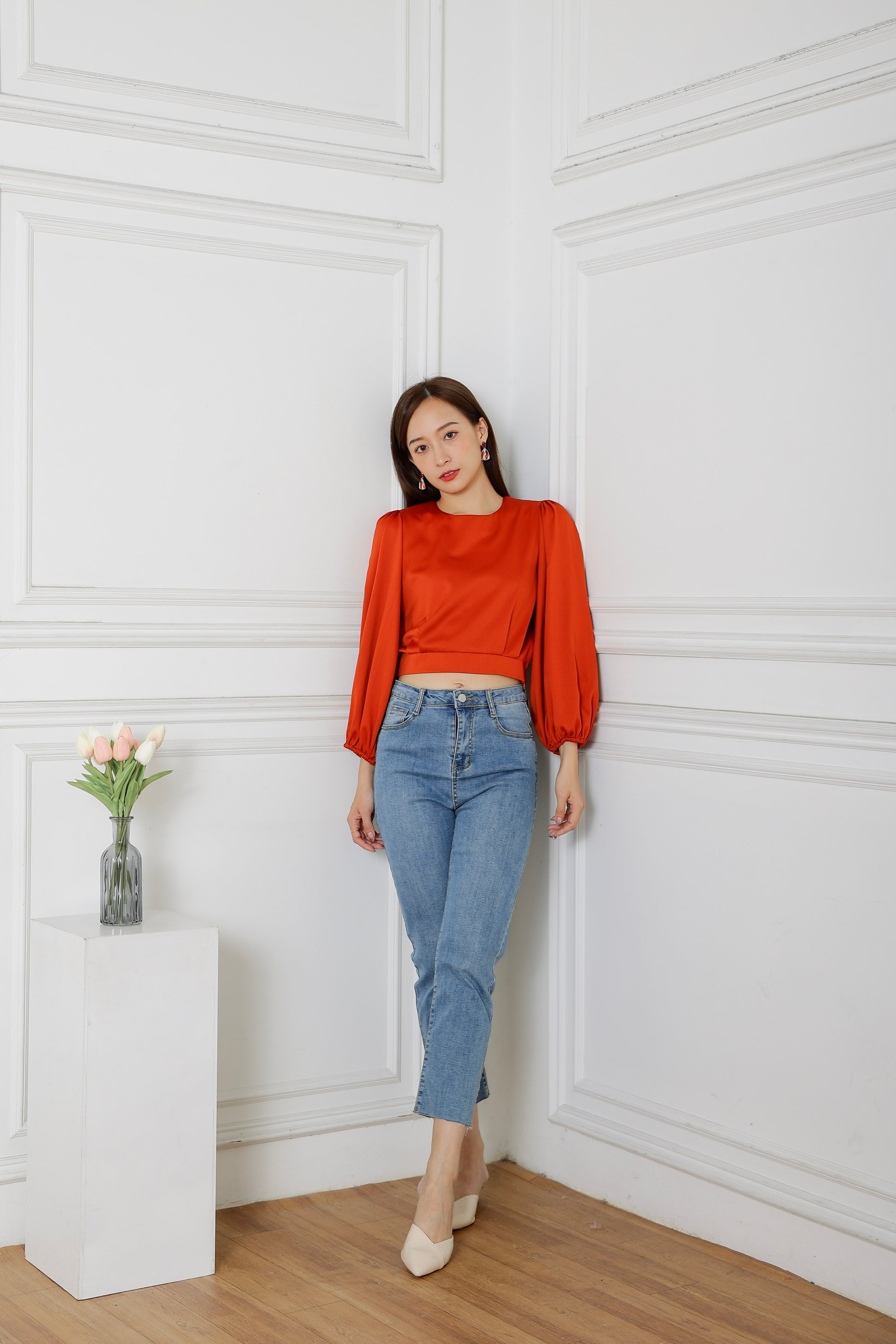 Lavonna Puff Sleeve Blouse - Orange