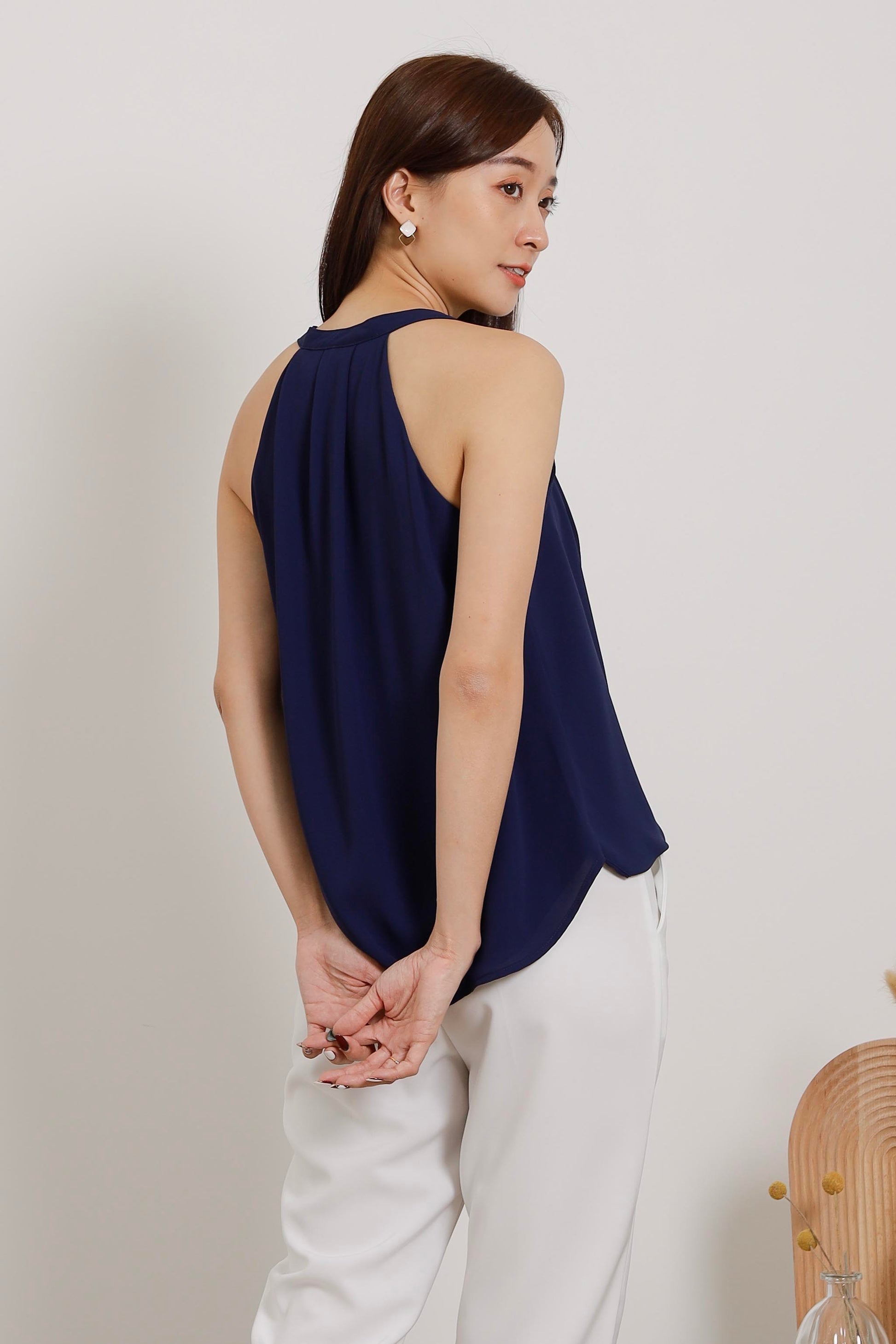 Layla Halter Neck Top - Navy