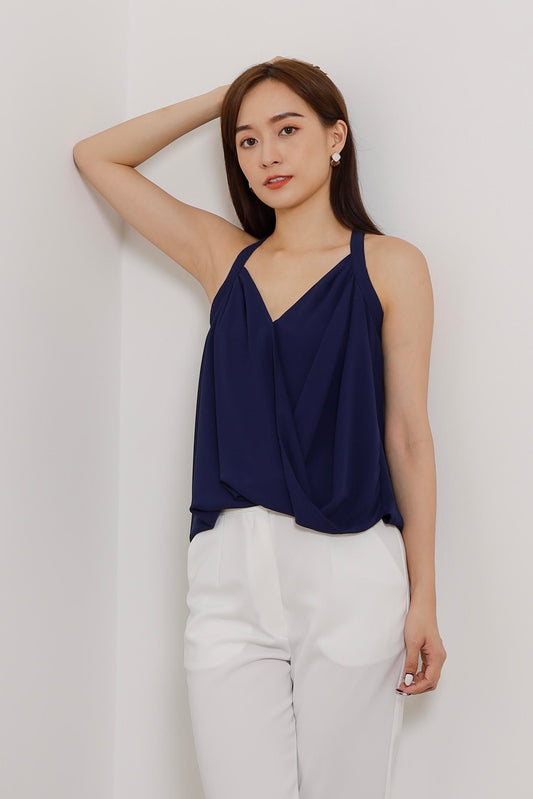 Layla Halter Neck Top - Navy