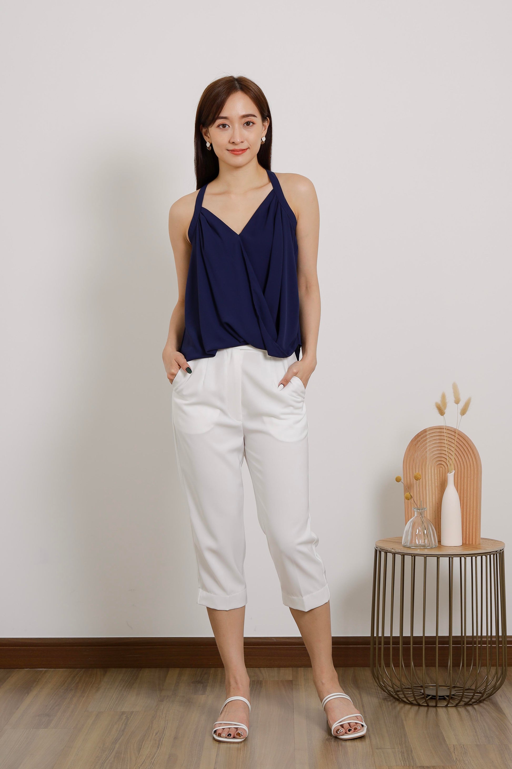 Layla Halter Neck Top - Navy