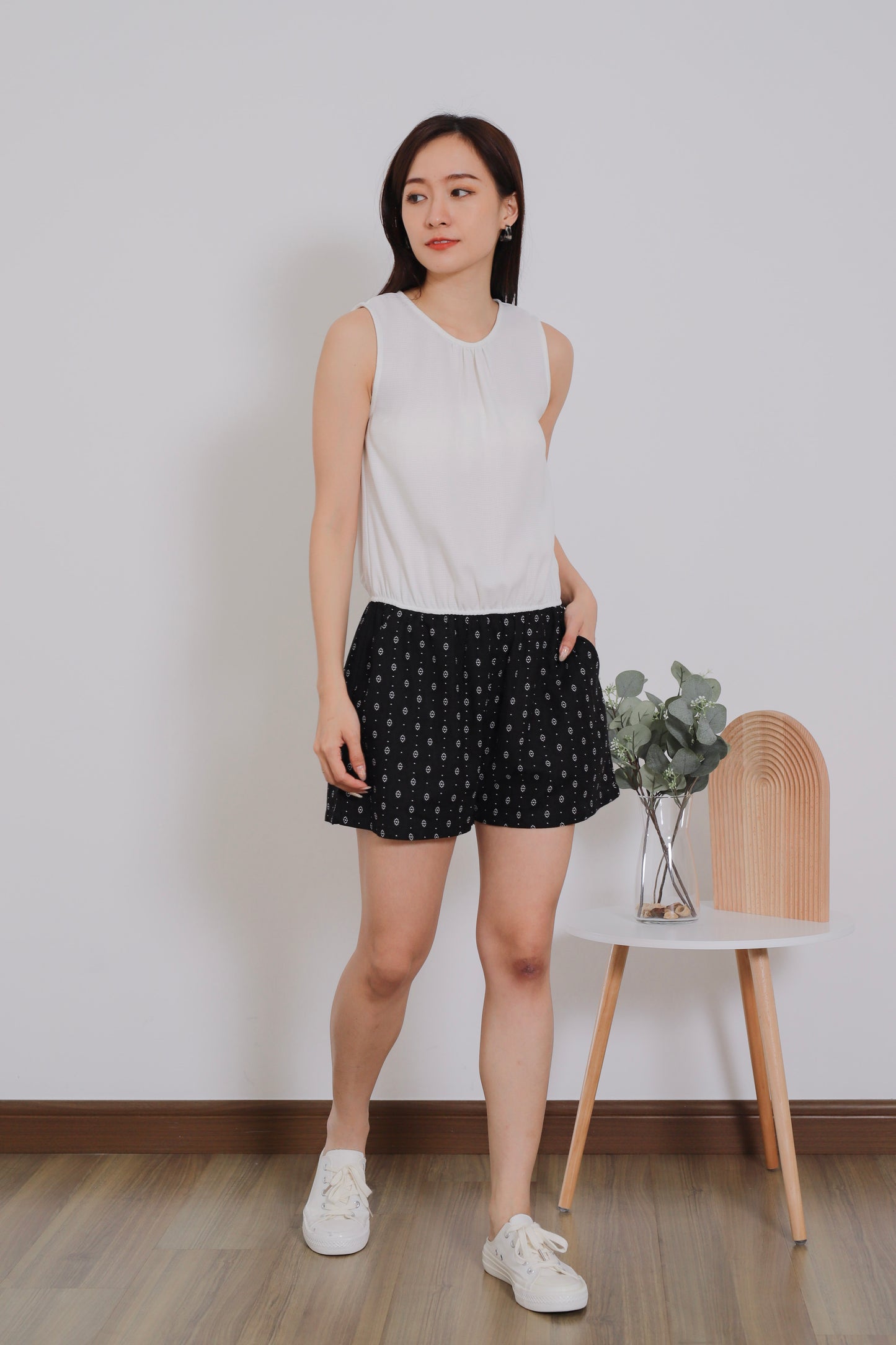 Livia Back Slit Romper - White