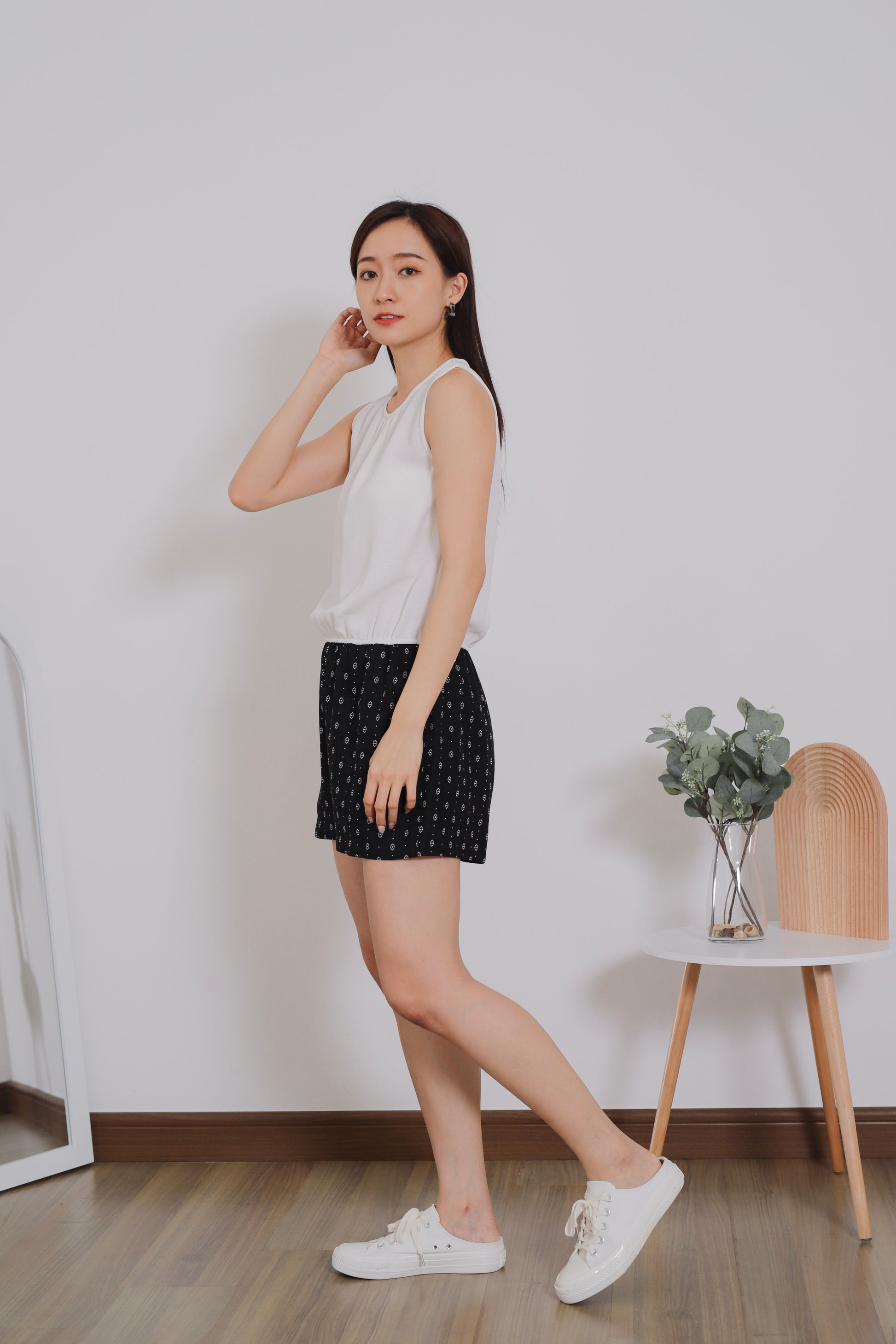 Livia Back Slit Romper - White