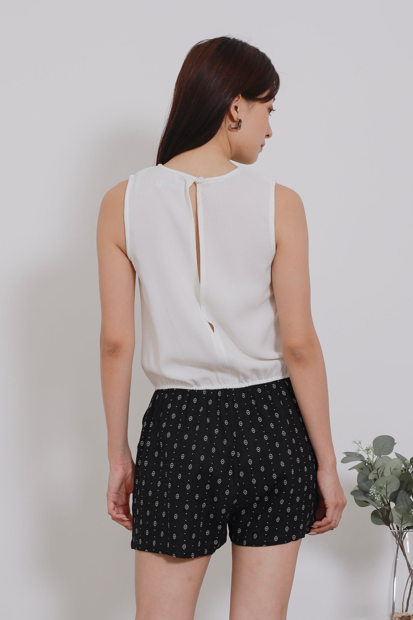 Livia Back Slit Romper - White