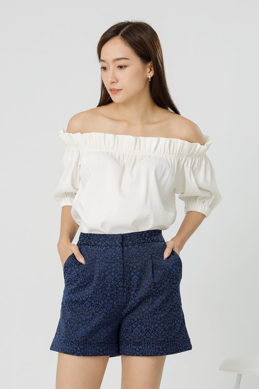Lois Rolled Hem Shorts - Navy