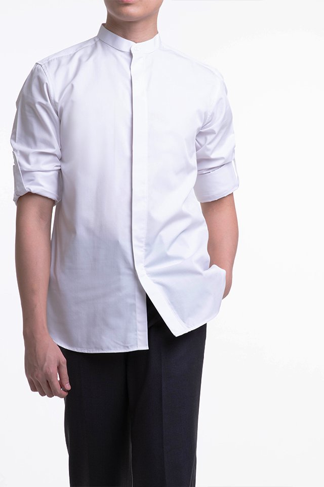 Men's Long Sleeve Mandarin Collar Shirt (FHA-18113)