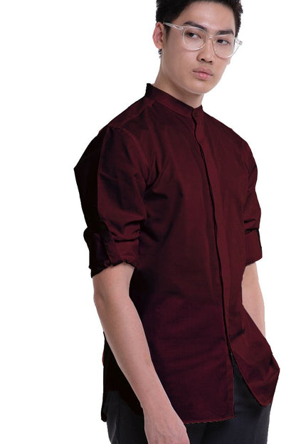 Men's Long Sleeve Mandarin Collar Shirt (FHA-18113)
