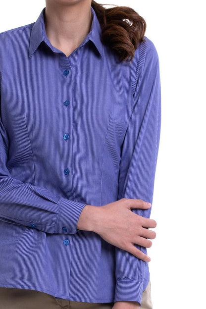 Ladies Long Sleeve Mini Collar Blouse (FHA-1818)
