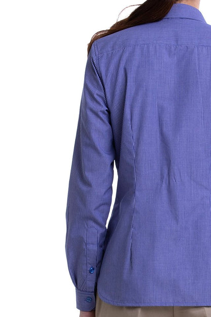 Ladies Long Sleeve Mini Collar Blouse (FHA-1818)