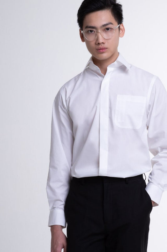 Men's Long Sleeve Shirt with Hidden Buttons (FHA-18111)