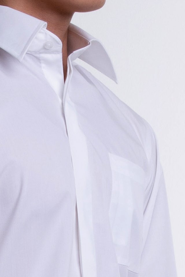 Men's Long Sleeve Shirt with Hidden Buttons (FHA-18111)