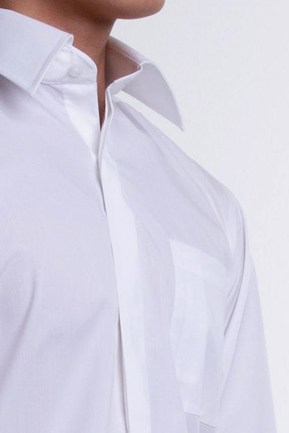 Men's Long Sleeve Shirt with Hidden Buttons (FHA-18111)