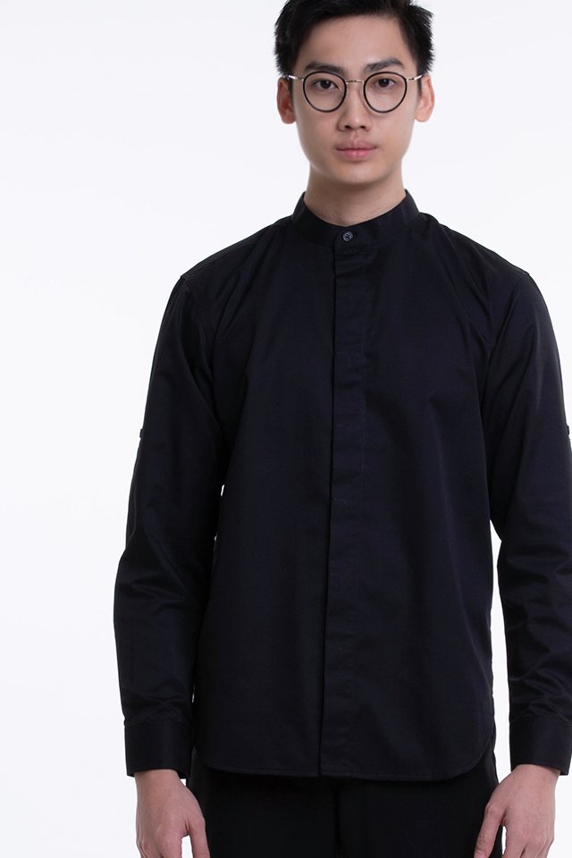 Men's Long Sleeve Mandarin Collar Shirt (FHA-18113)