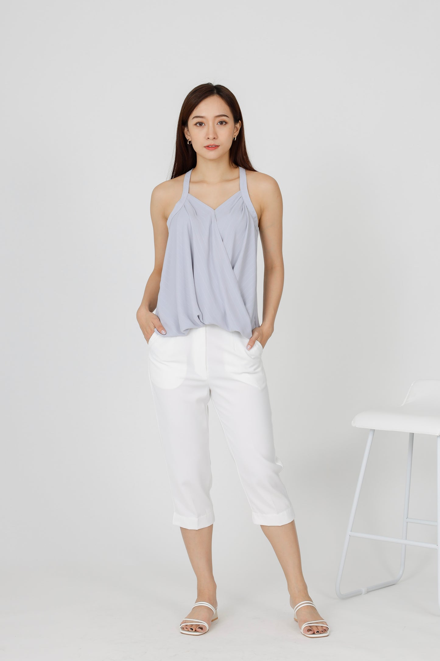 Layla Halter Neck Top - Grey
