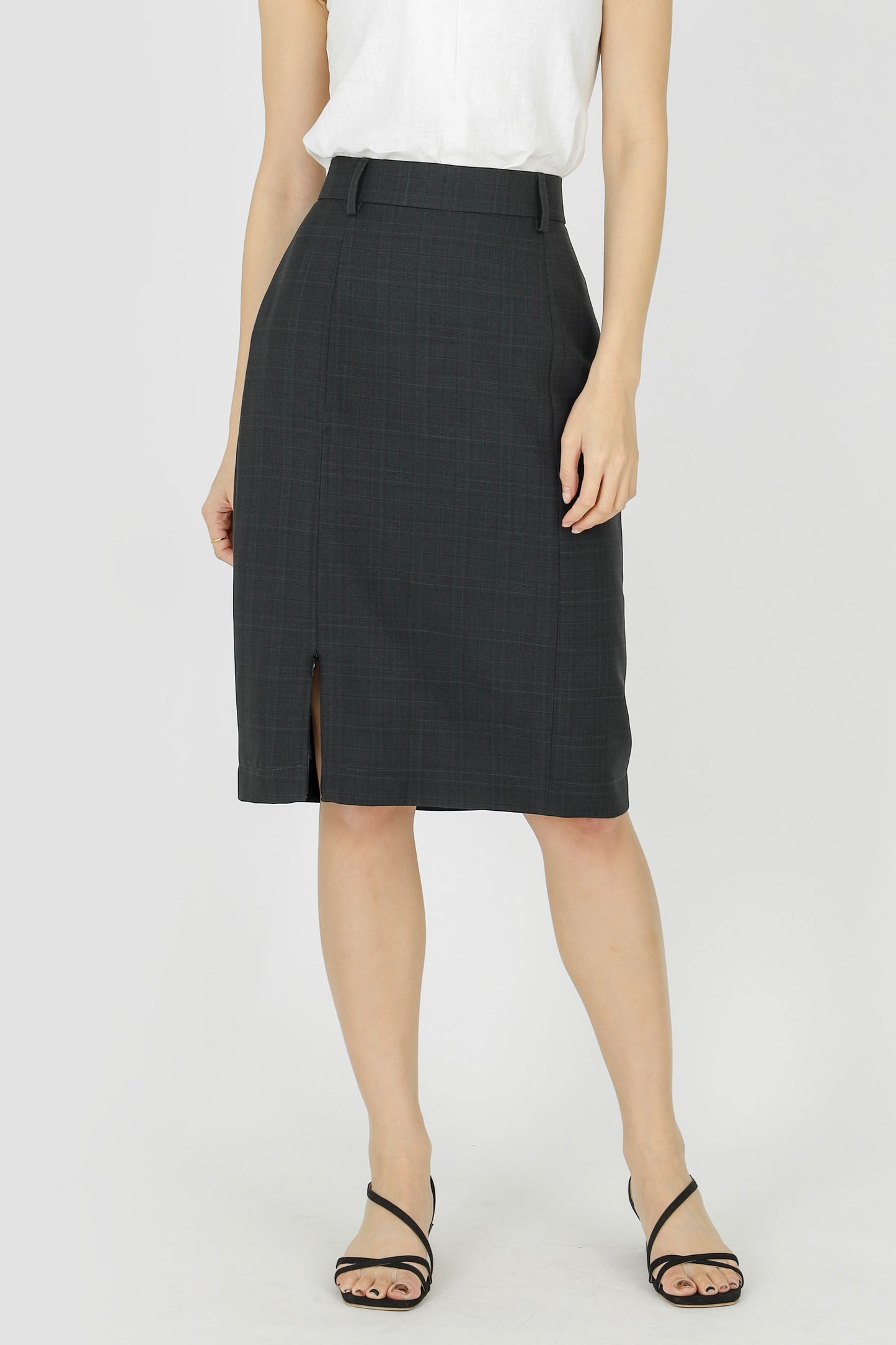 Marion Split Thigh Skirt - Dark Grey