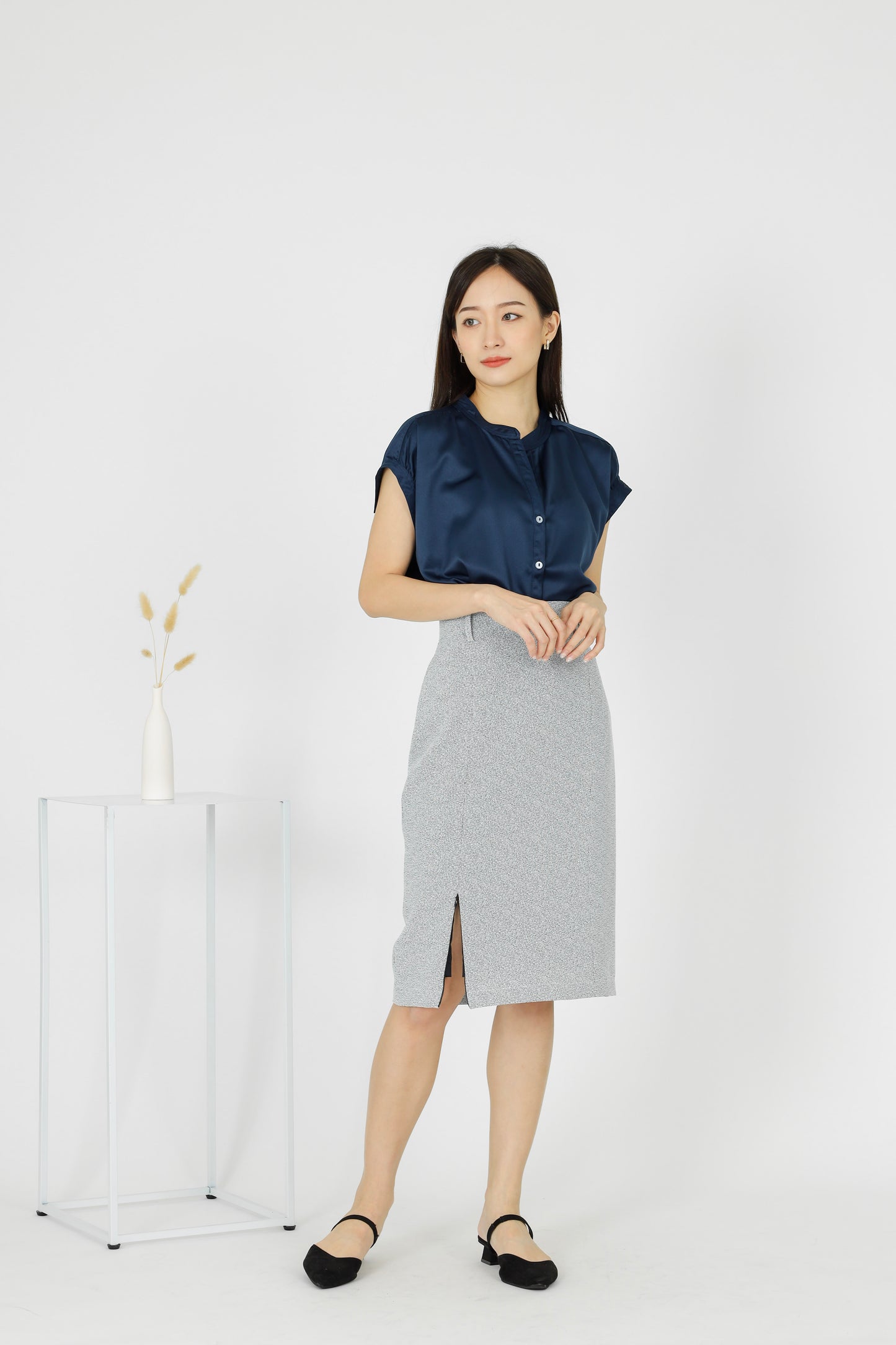 Marion Split Thigh Skirt - Grey