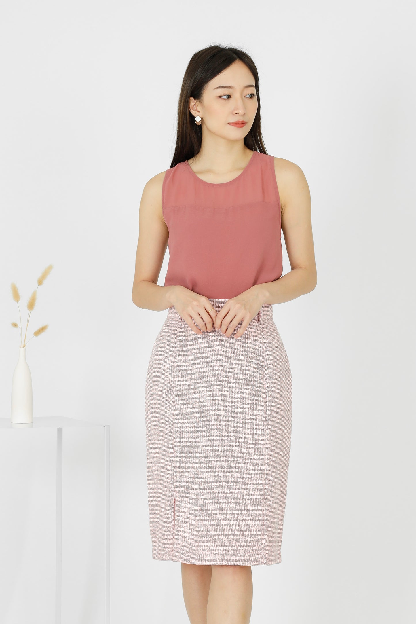 Marion Split Thigh Skirt - Pink